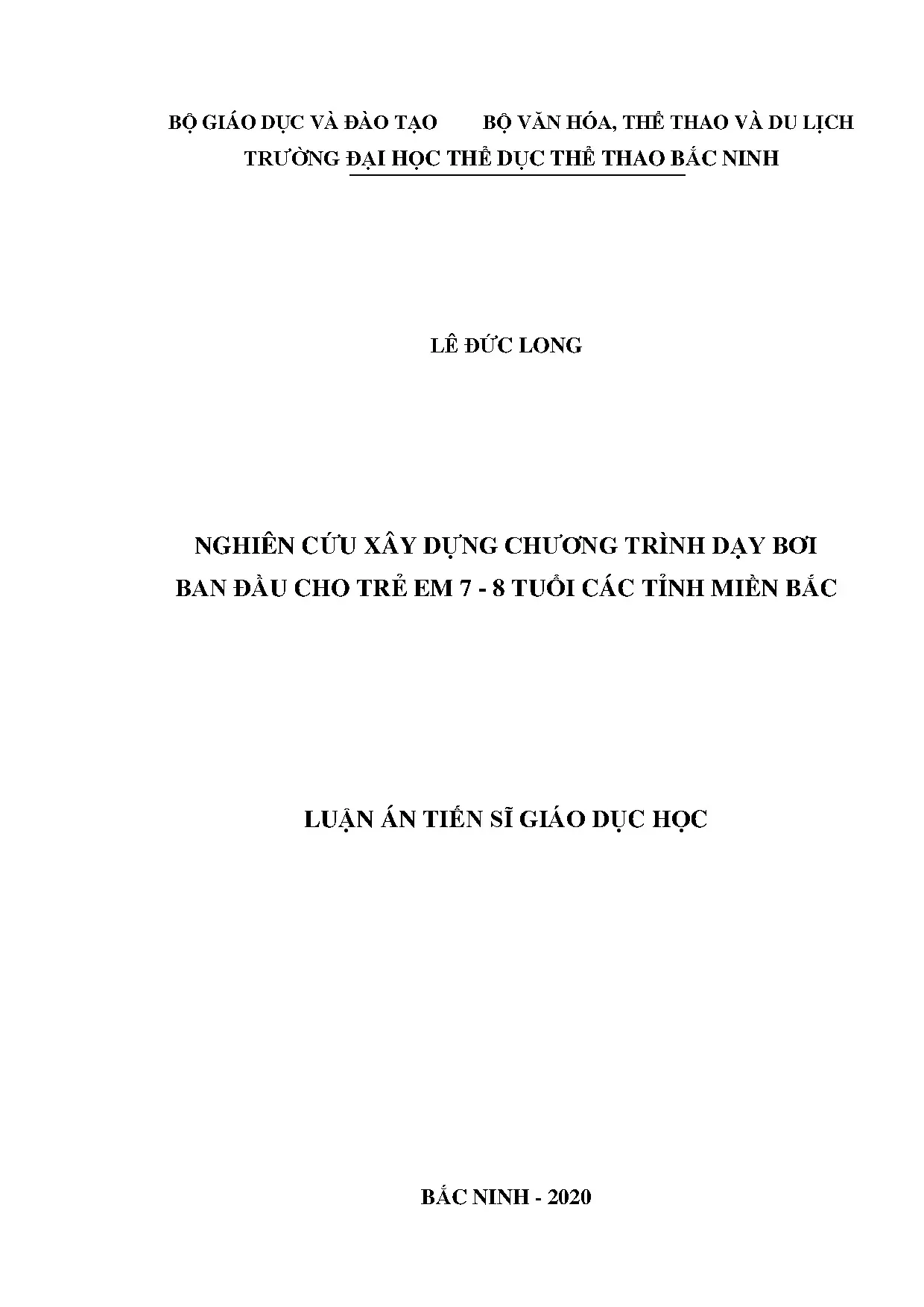 Xây dựng chương trình dạy bơi ban đầu cho trẻ 7-8 tuổi