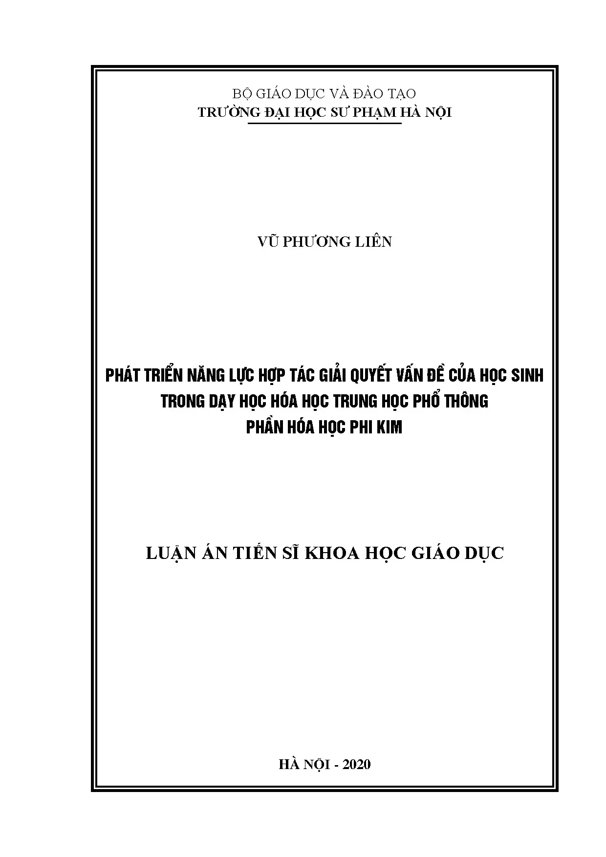 Phát triển năng lực hợp tác giải quyết vấn đề môn Hóa học phi kim THPT