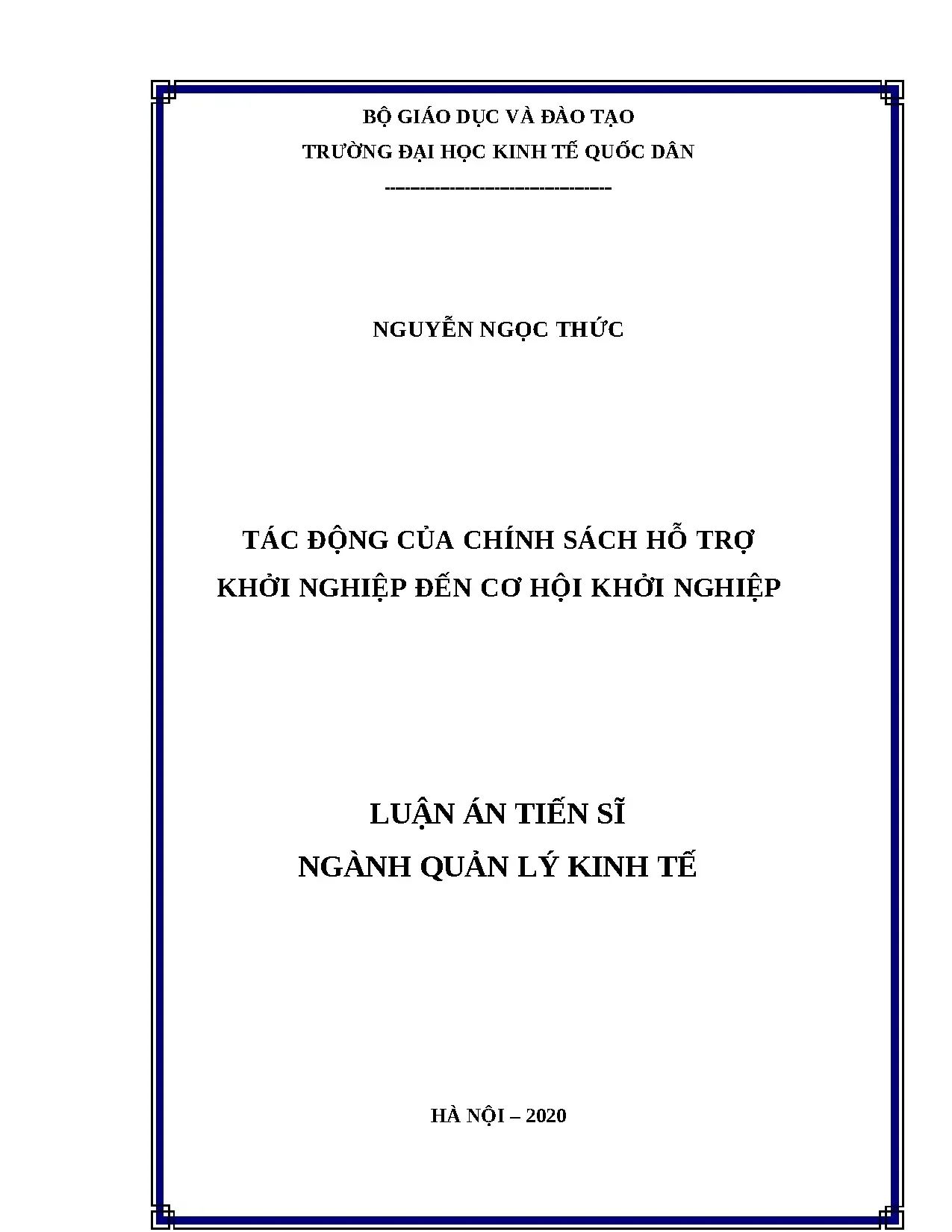 Tác động chính sách hỗ trợ khởi nghiệp đến cơ hội khởi nghiệp
