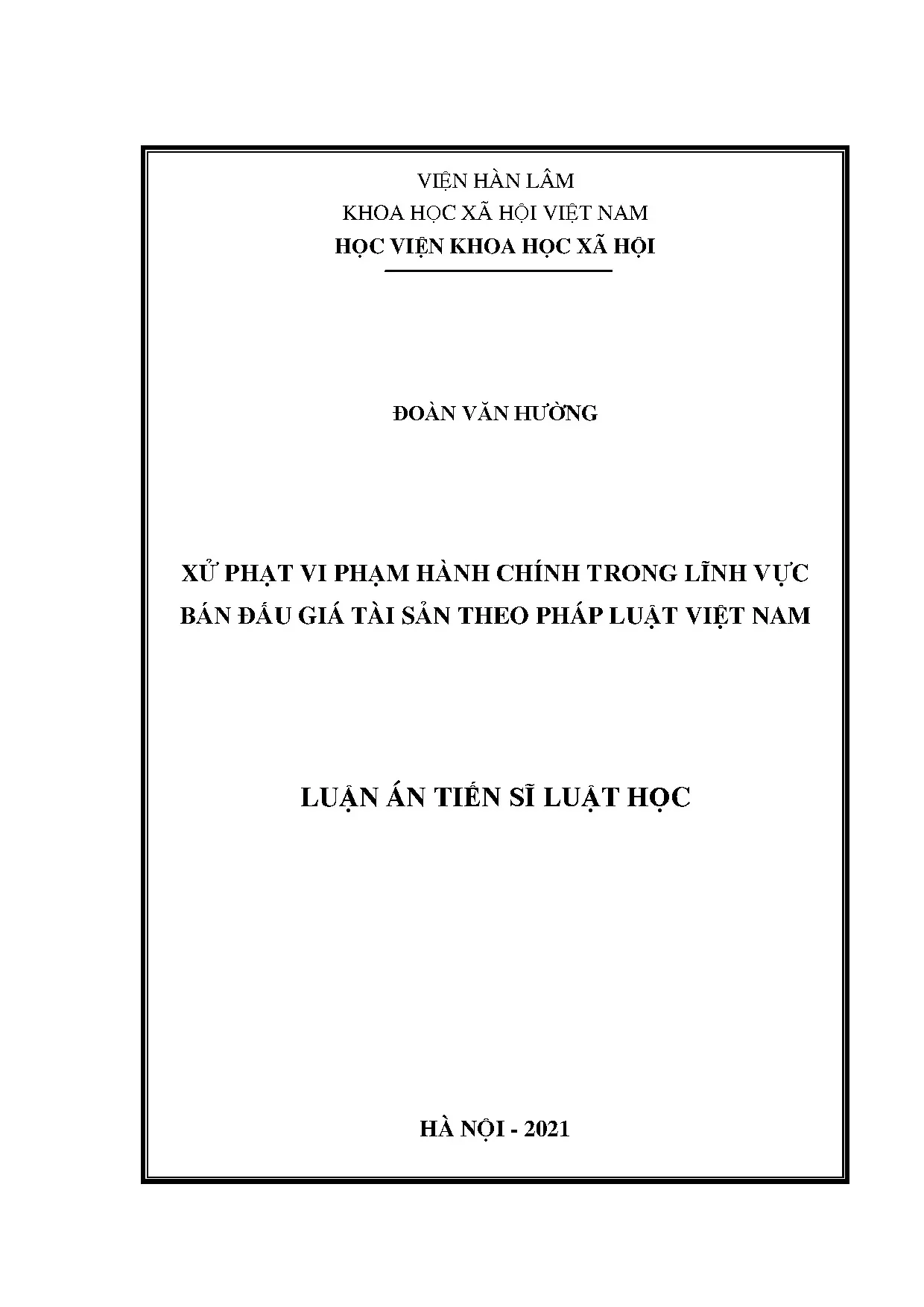 Luận án tiến sĩ xử phạt vi phạm hành chính lĩnh vực bán đấu giá tài sản