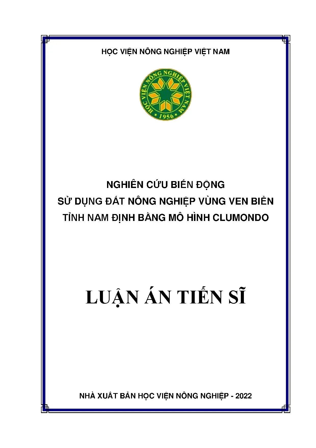 Biến động sử dụng đất nông nghiệp ven biển Nam Định bằng mô hình CLUMondo