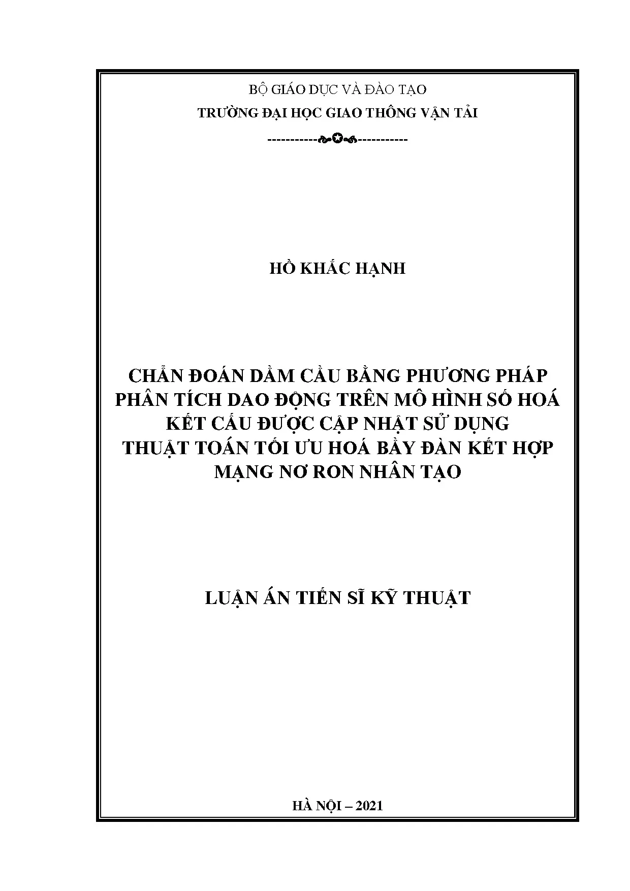 Chẩn đoán dầm cầu bằng dao động và mạng nơ ron