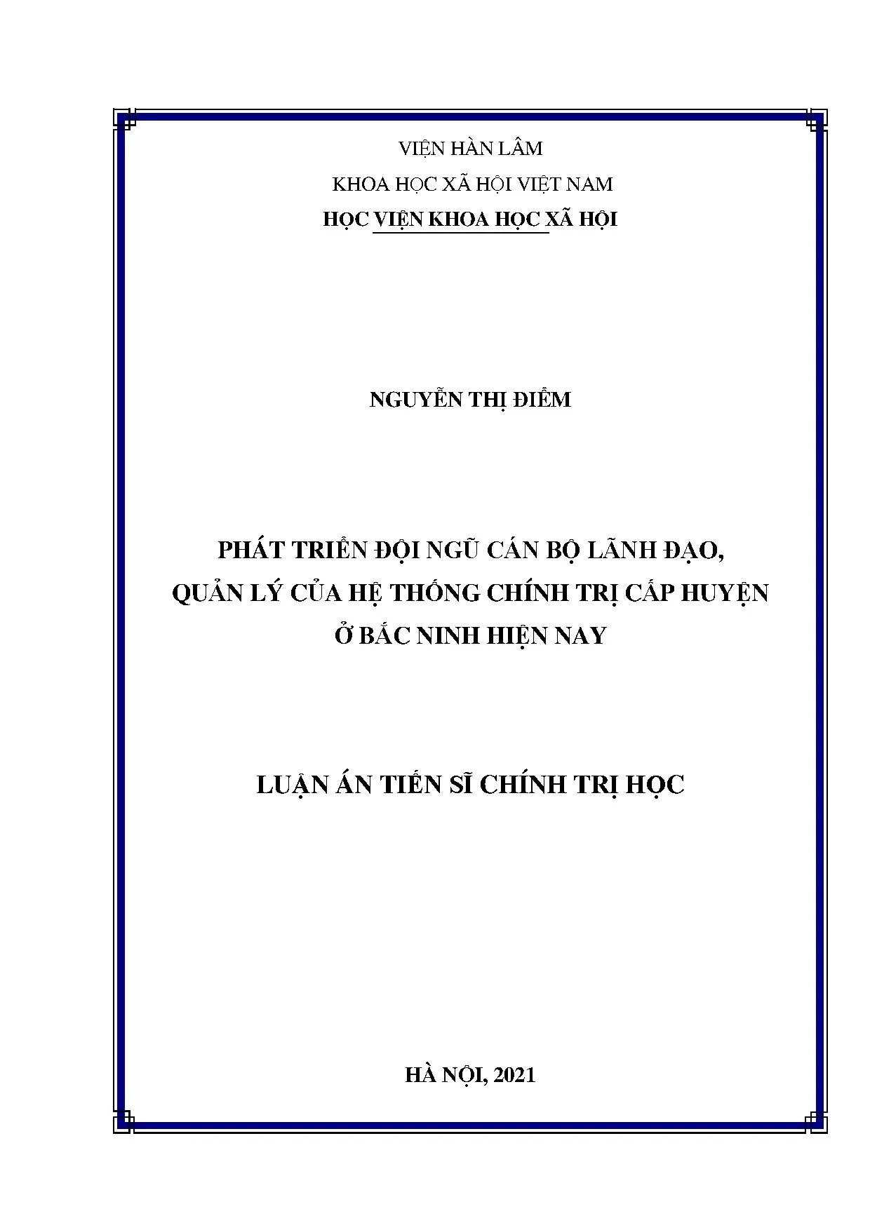 Phát triển đội ngũ cán bộ lãnh đạo quản lý huyện Bắc Ninh