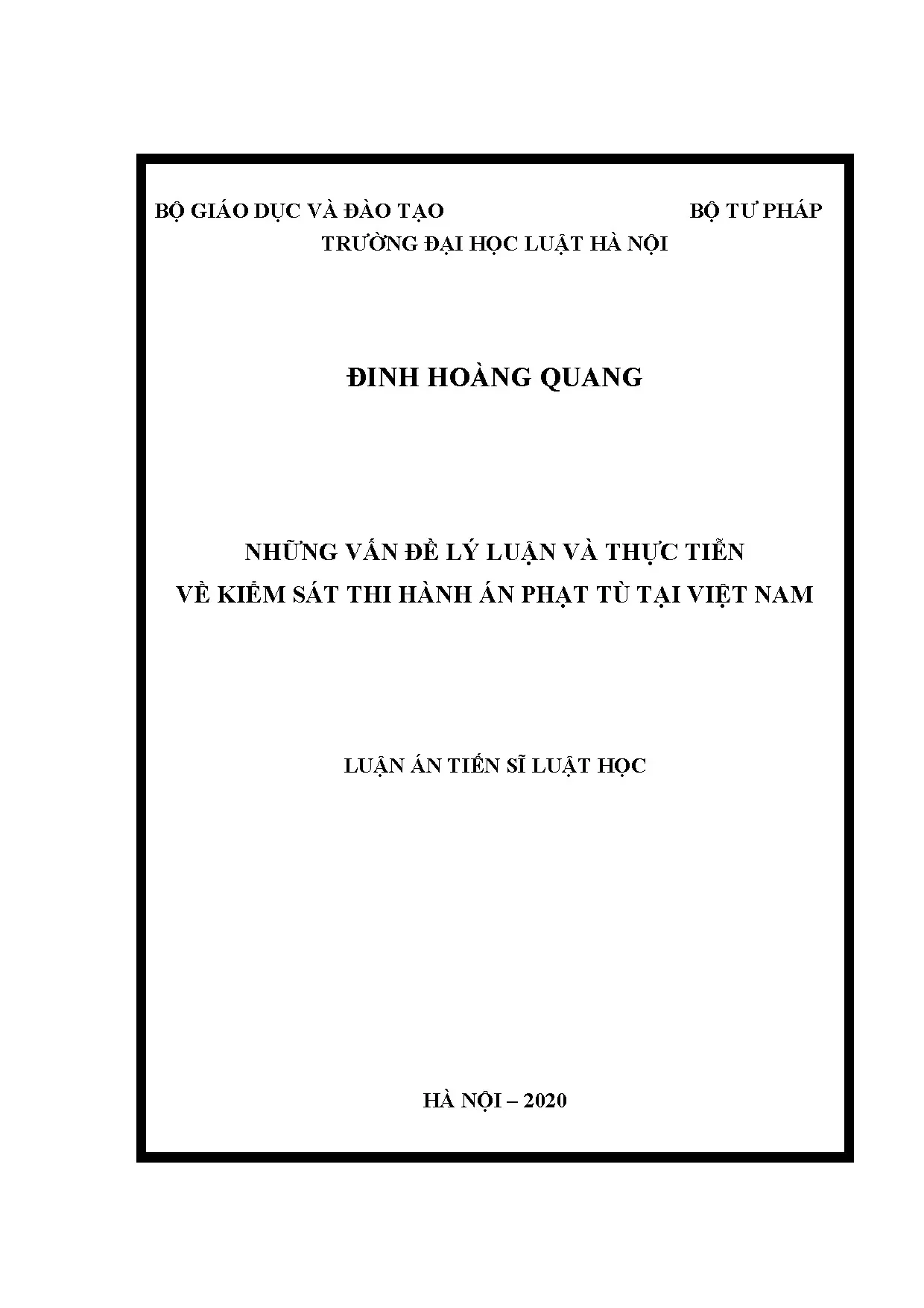 Kiểm sát thi hành án phạt tù tại Việt Nam: Lý luận và thực tiễn