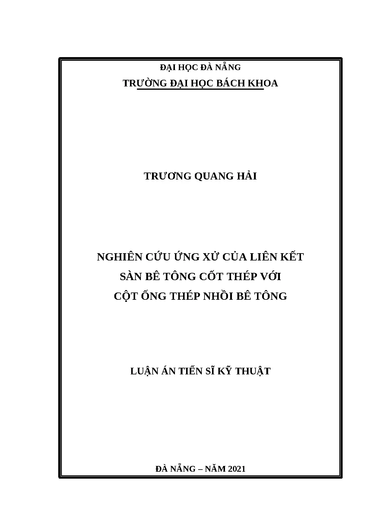 Nghiên cứu ứng xử liên kết sàn bê tông cốt thép với cột ống thép nhồi bê tông