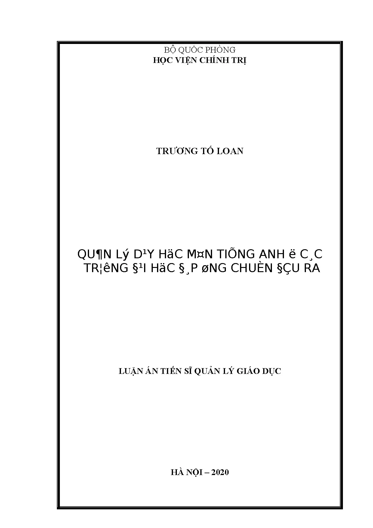 Quản lý dạy học tiếng Anh ở các trường đại học Hà Nội