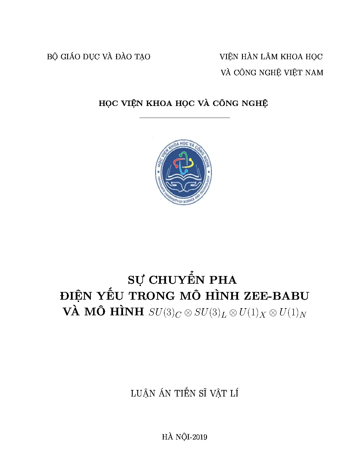 Luận án chuyển pha điện yếu trong mô hình Zee-Babu và SU(3)_C × SU(3)_L × U(1)_X