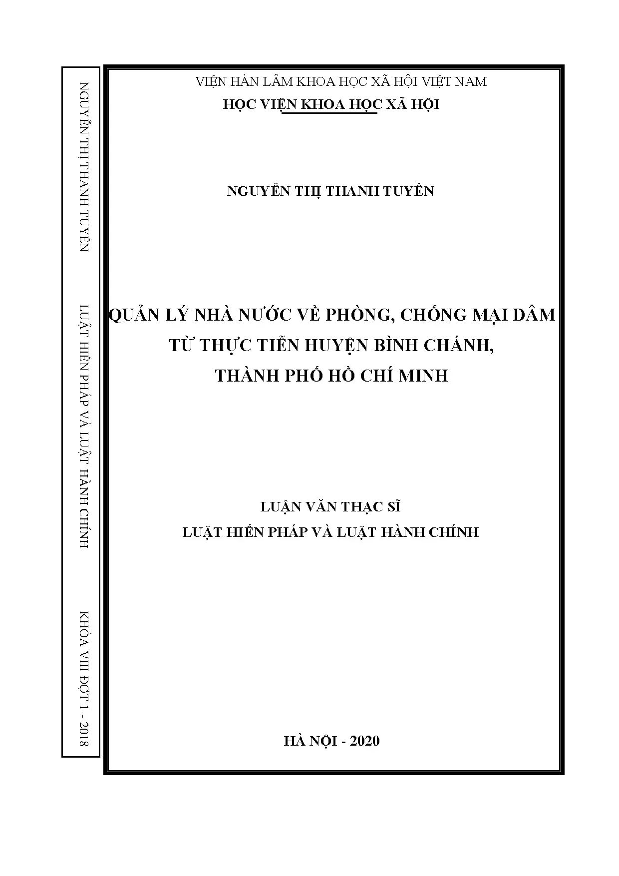 Luận án quản lý nhà nước phòng chống mại dâm huyện Bình Chánh