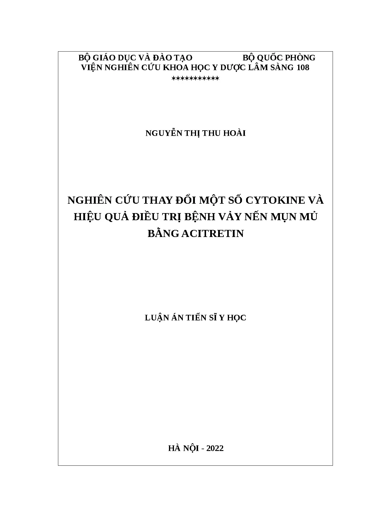 Nghiên cứu thay đổi cytokine điều trị vảy nến mụn mủ bằng acitretin