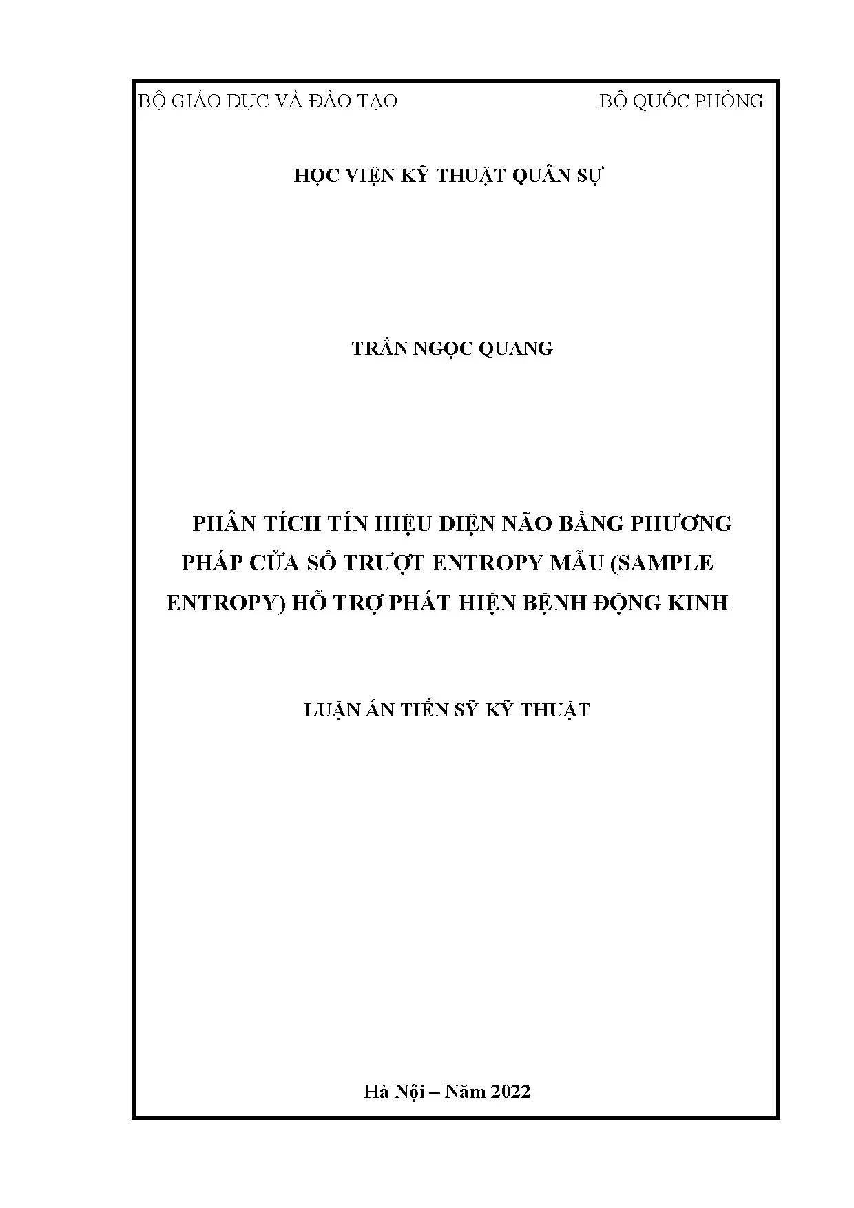 Phân tích điện não bằng Sample Entropy phát hiện động kinh