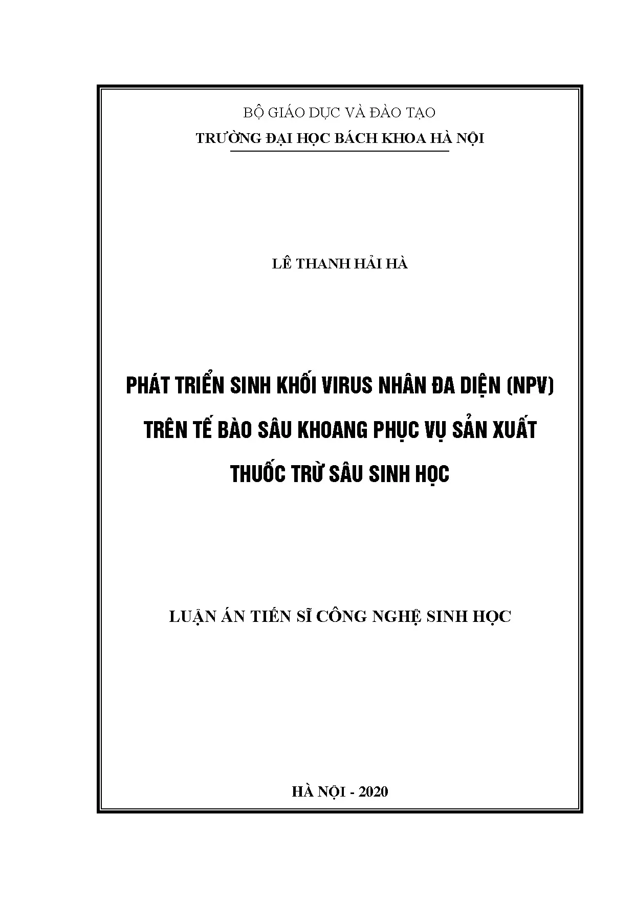 Phát triển sinh khối NPV trên tế bào sâu khoang sinh học