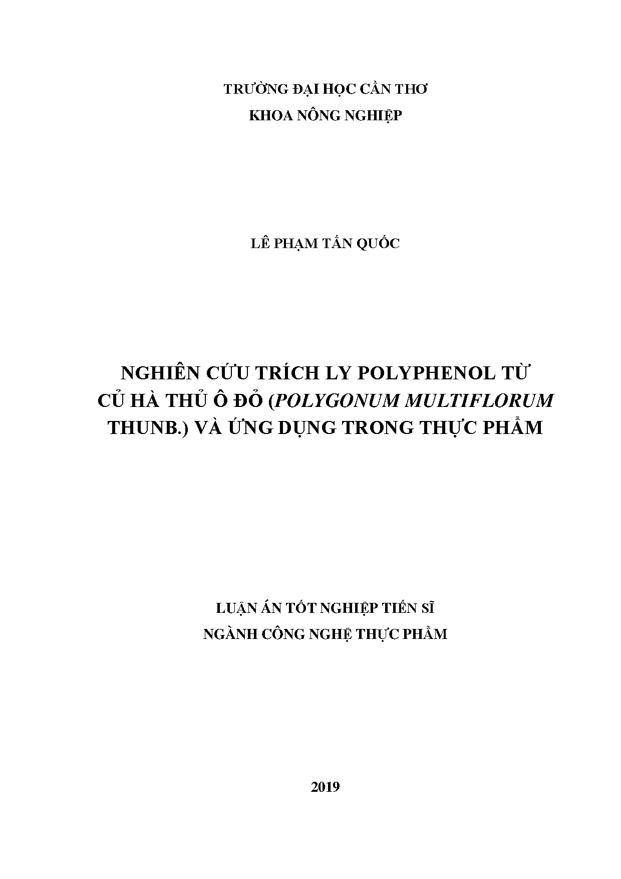 Trích ly polyphenol từ hà thủ ô đỏ - Ứng dụng thực phẩm