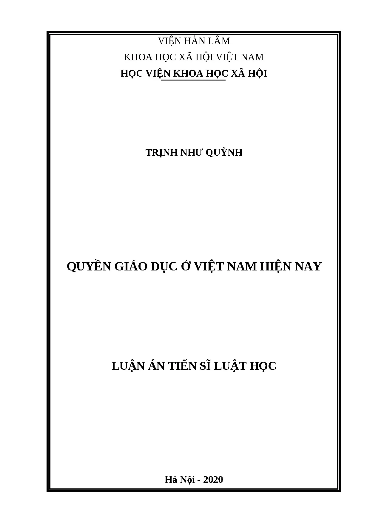Quyền giáo dục tại Việt Nam: Luận án nghiên cứu toàn diện