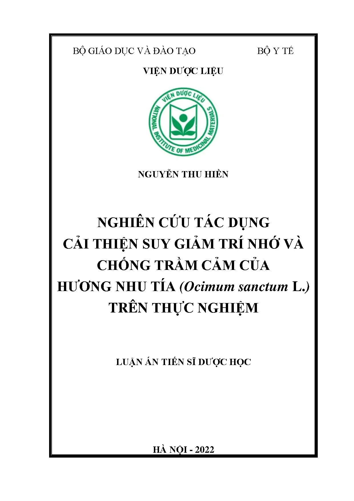 Nghiên cứu tác dụng cải thiện trí nhớ, chống trầm cảm của hương nhu tía
