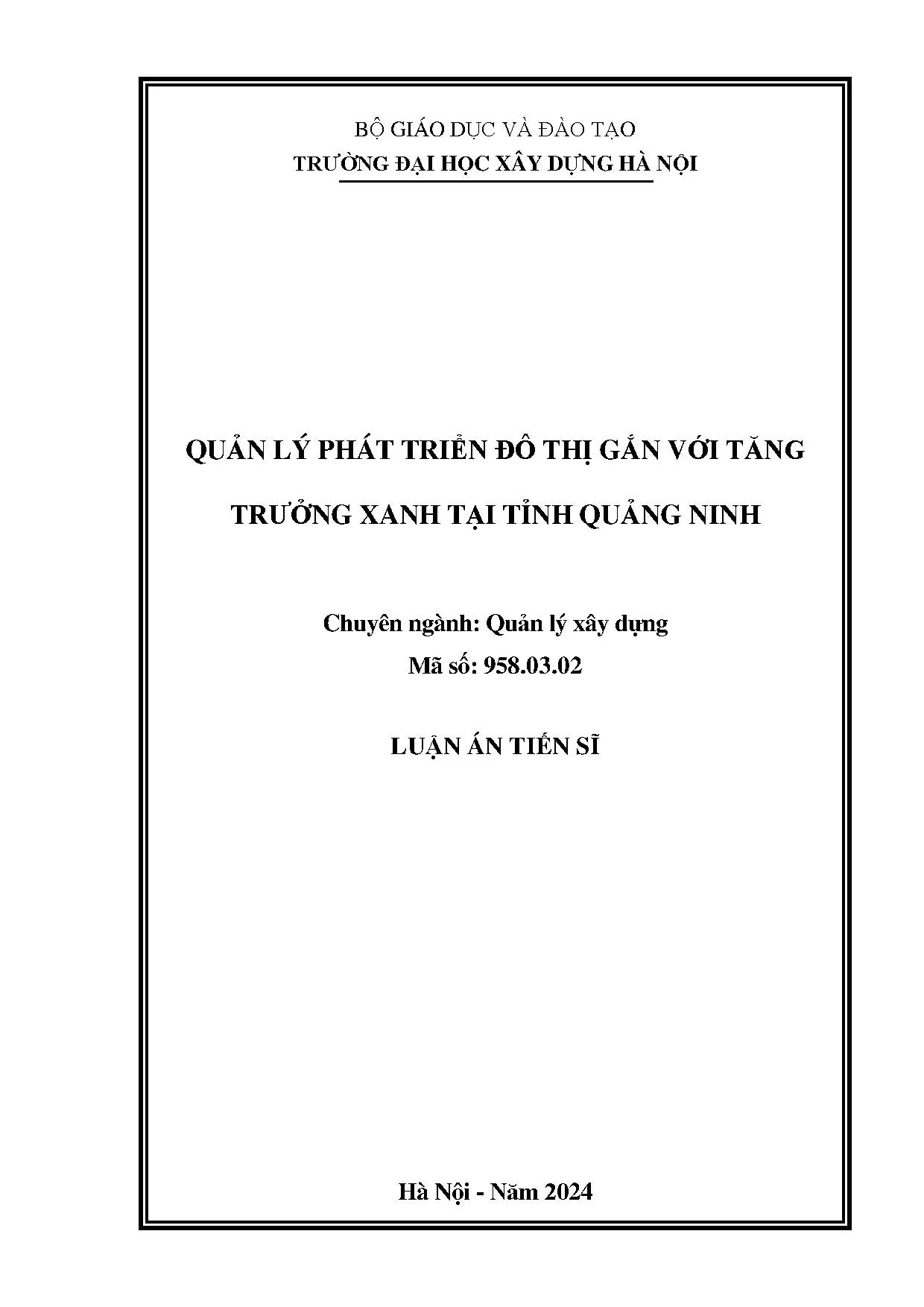 Quản lý phát triển đô thị xanh tại Quảng Ninh