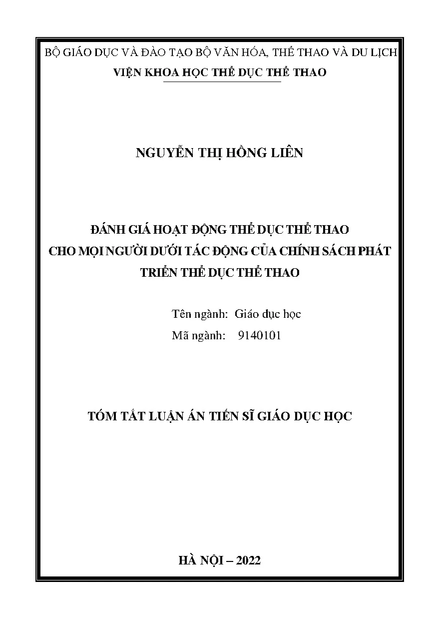 Đánh giá hoạt động thể dục thể thao dưới tác động chính sách