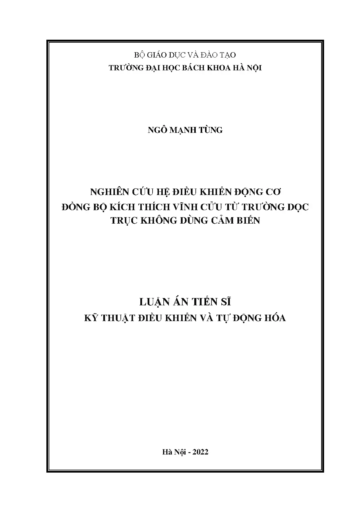 Hệ điều khiển động cơ đồng bộ kích thích vĩnh cửu từ trường dọc trục không dùng cảm biến