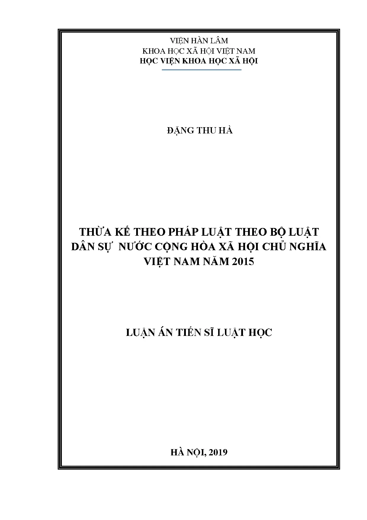 Thừa kế theo pháp luật - Luật dân sự Việt Nam 2015