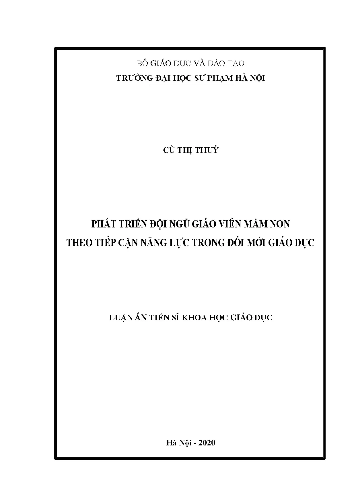 Phát triển đội ngũ giáo viên mầm non theo tiếp cận năng lực