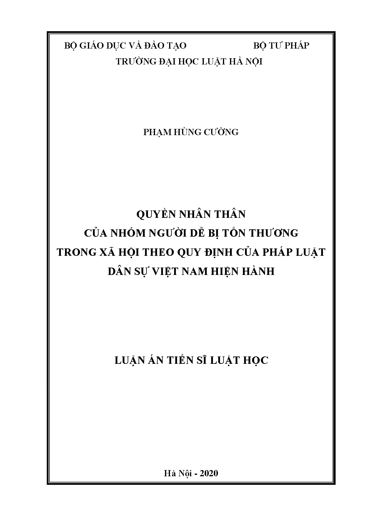Quyền nhân thân nhóm người dễ bị tổn thương theo pháp luật dân sự