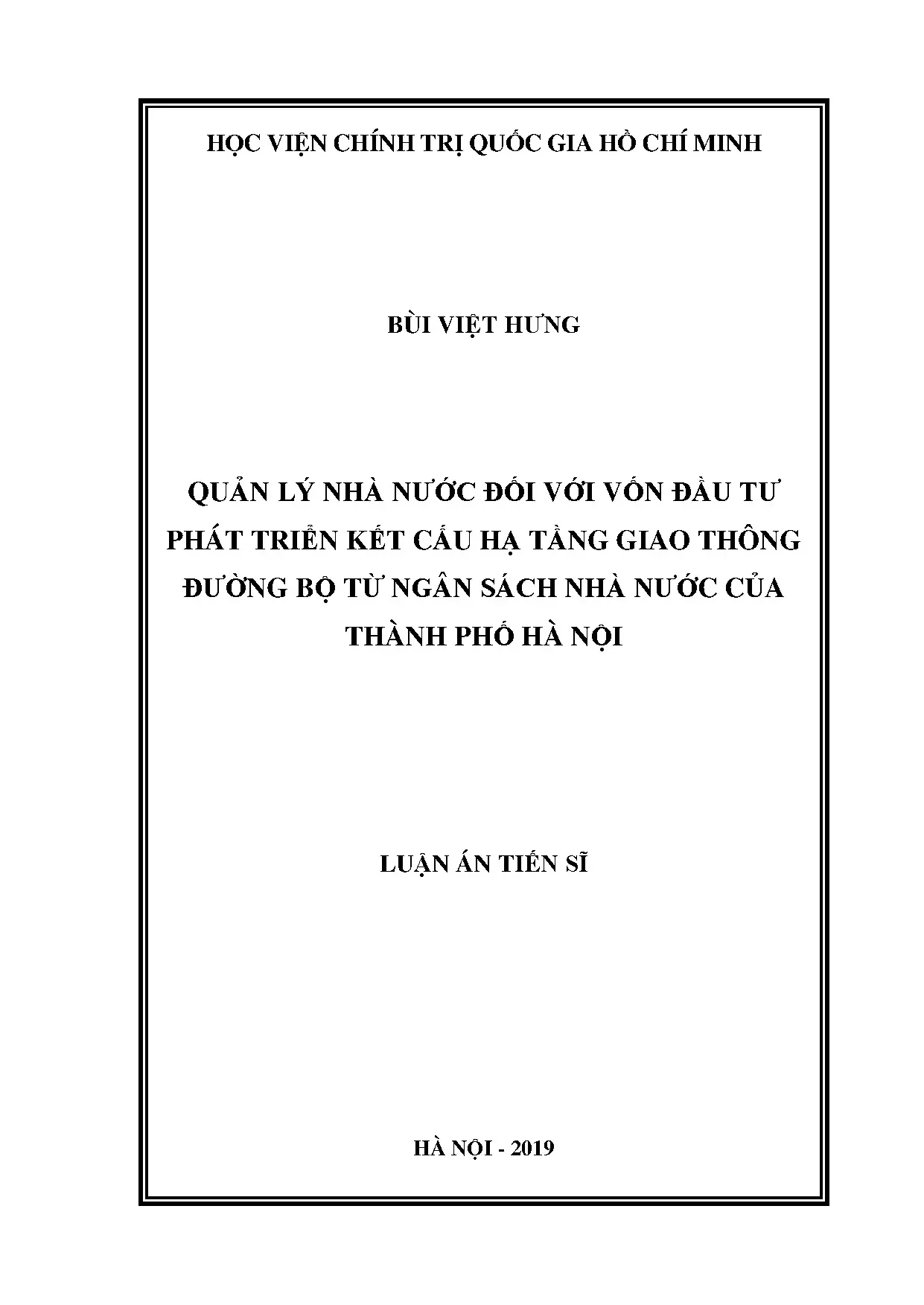 Quản lý nhà nước đầu tư hạ tầng giao thông đường bộ Hà Nội