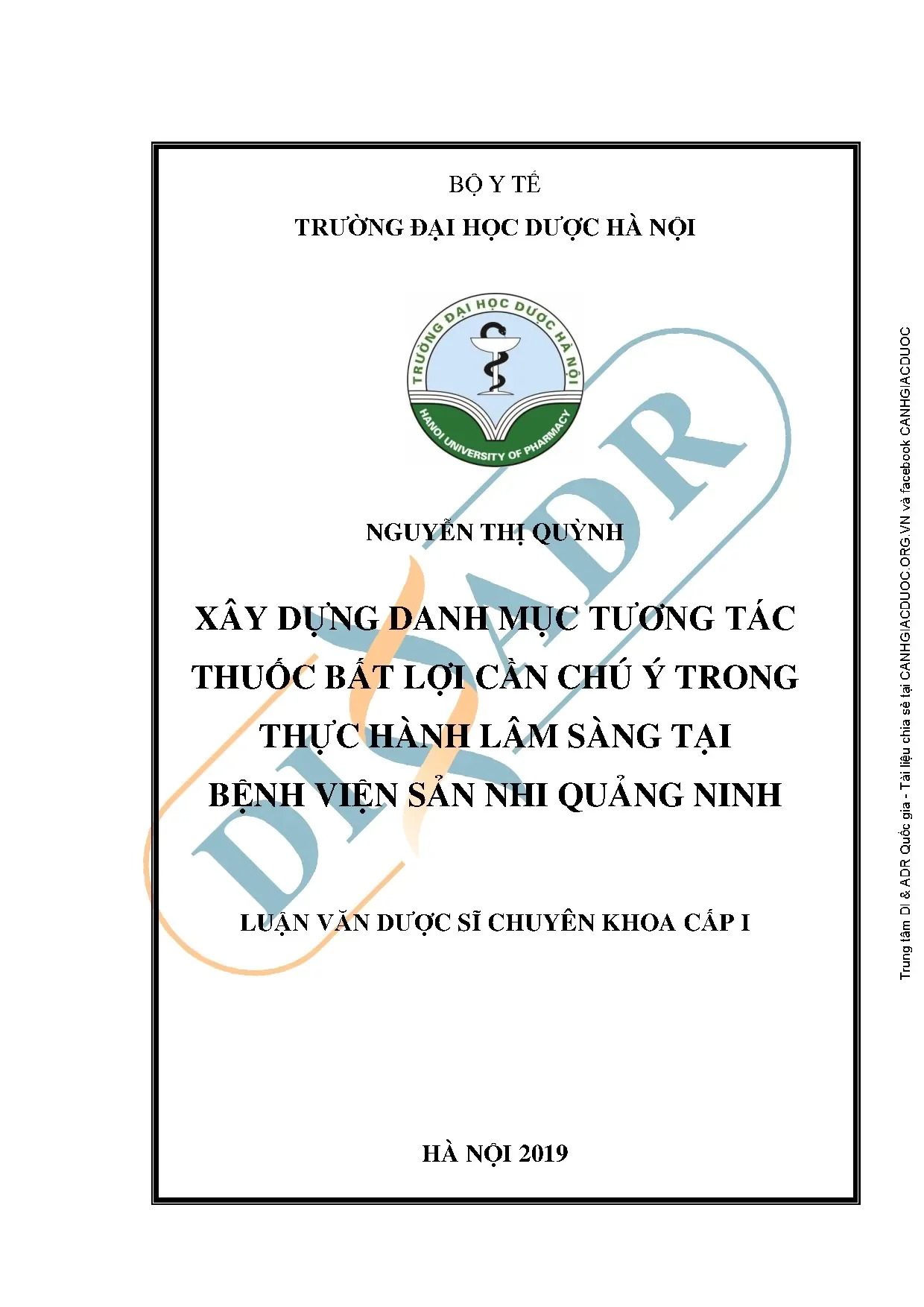 Xây dựng danh mục tương tác thuốc bất lợi lâm sàng