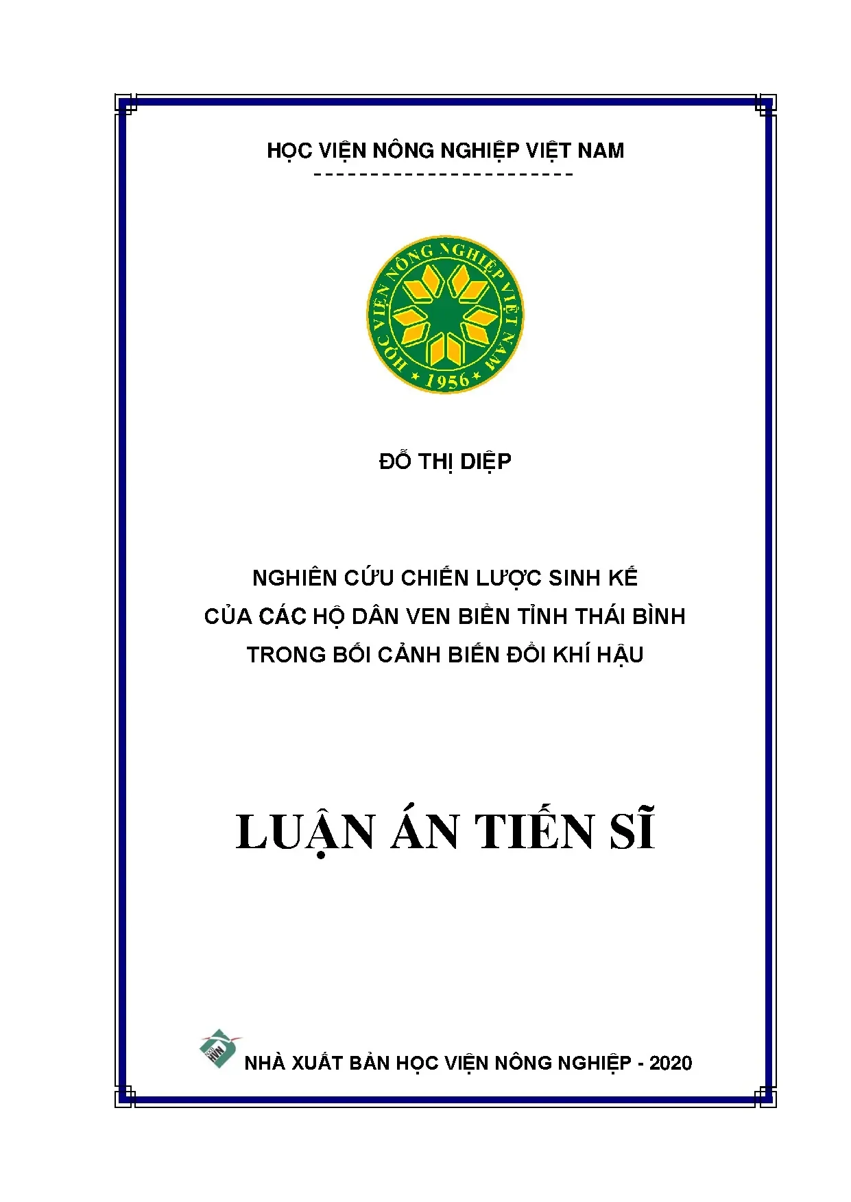 Chiến lược sinh kế ven biển Thái Bình trước biến đổi khí hậu