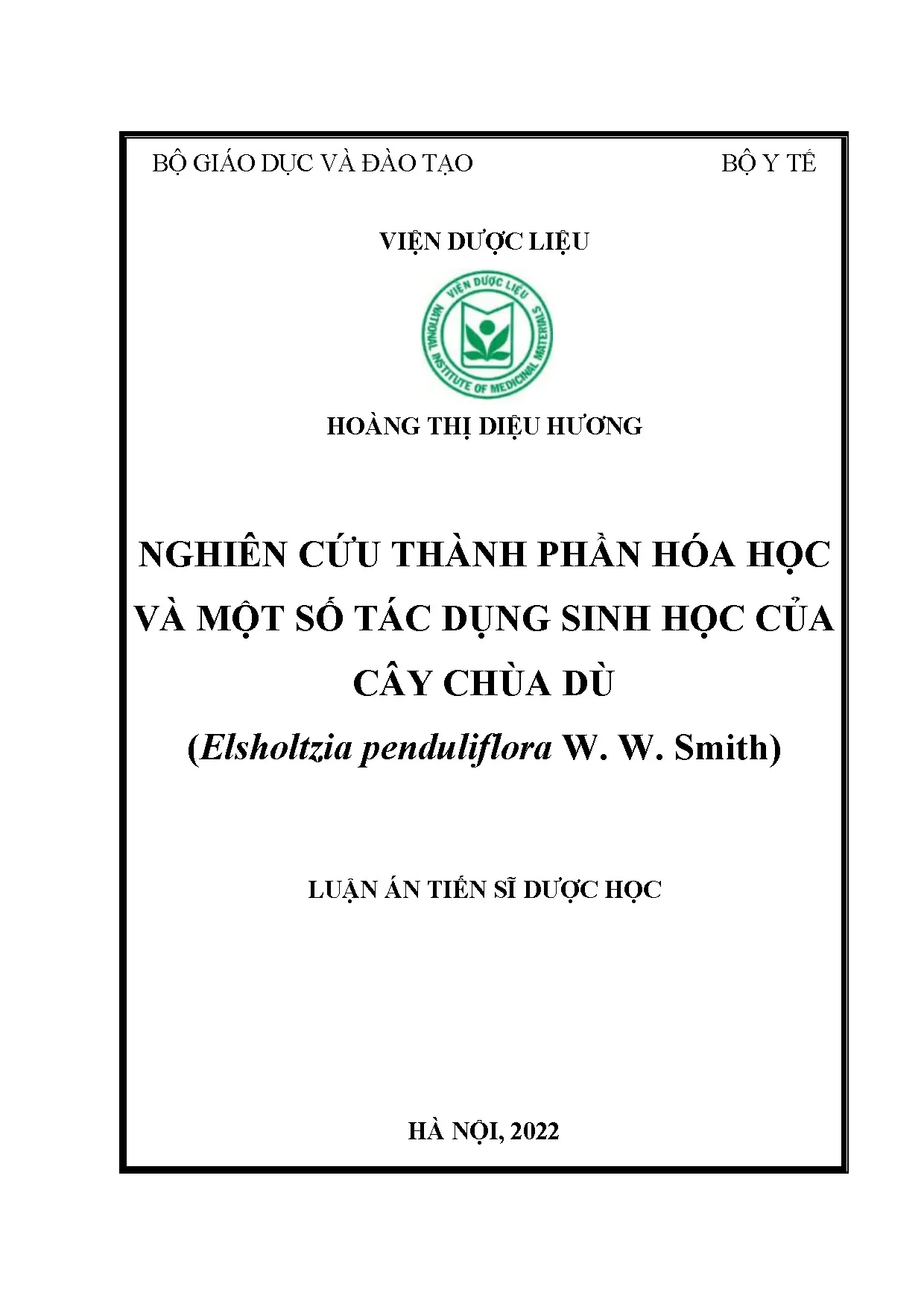 Luận án thành phần hóa học và tác dụng sinh học cây chùa dù