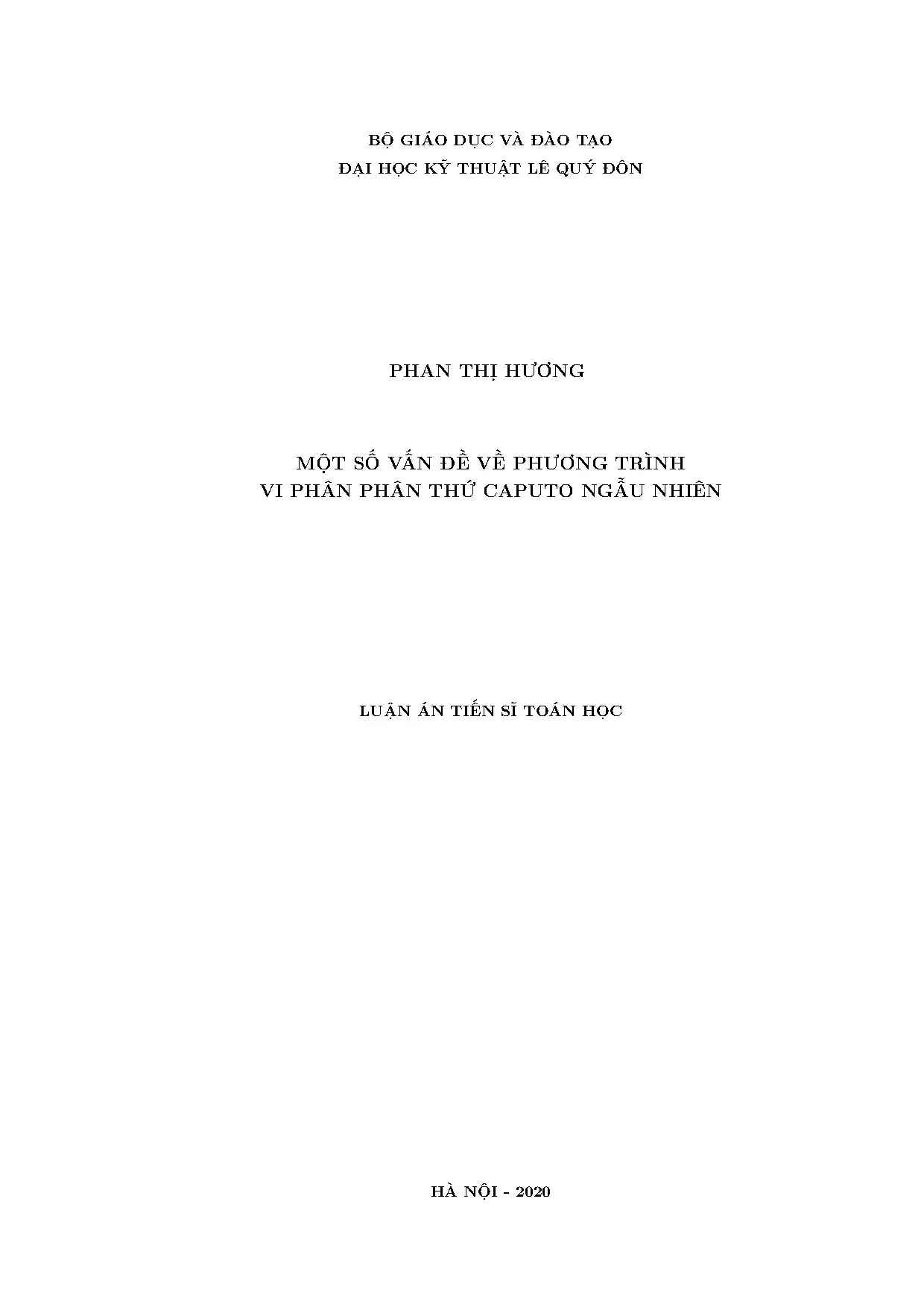 Phương trình vi phân phân thứ Caputo ngẫu nhiên