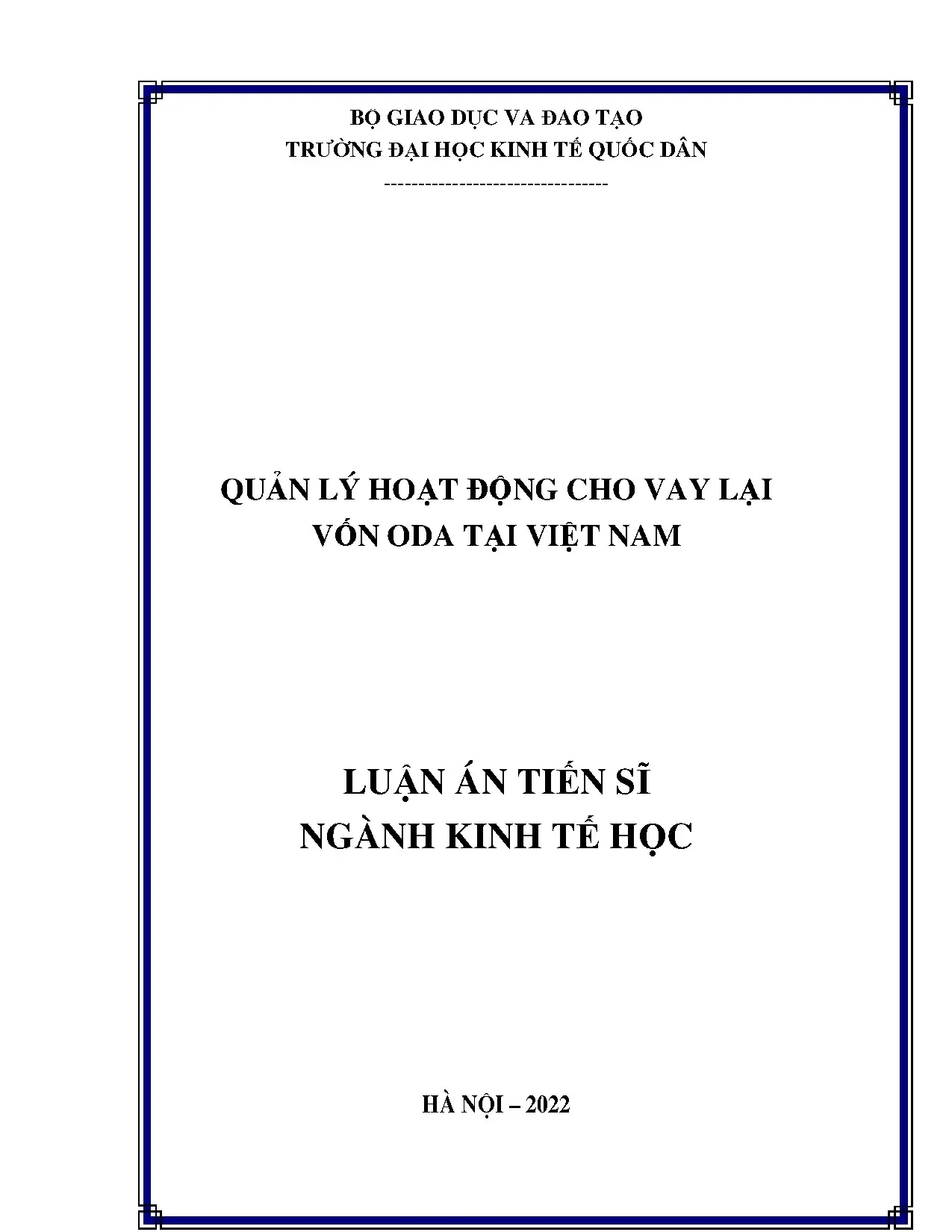 Quản lý hoạt động cho vay lại vốn ODA tại Việt Nam