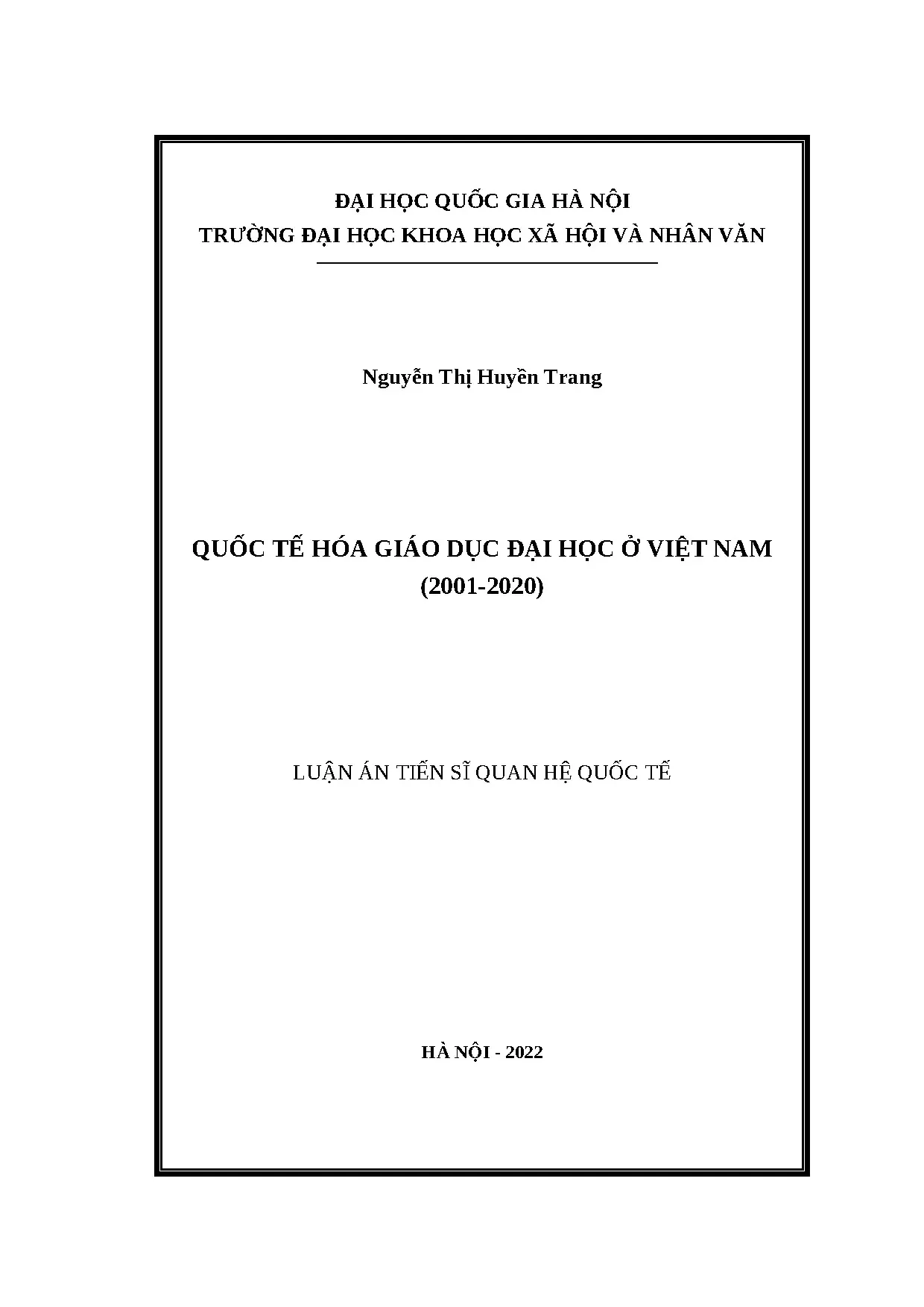 Quốc tế hóa Giáo dục Đại học Việt Nam (2001-2020)