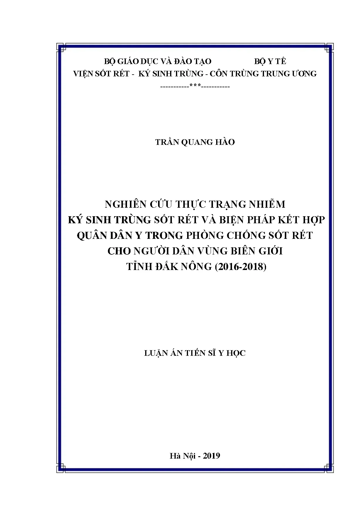 Sốt rét ký sinh trùng - phòng chống vùng biên Đắk Nông