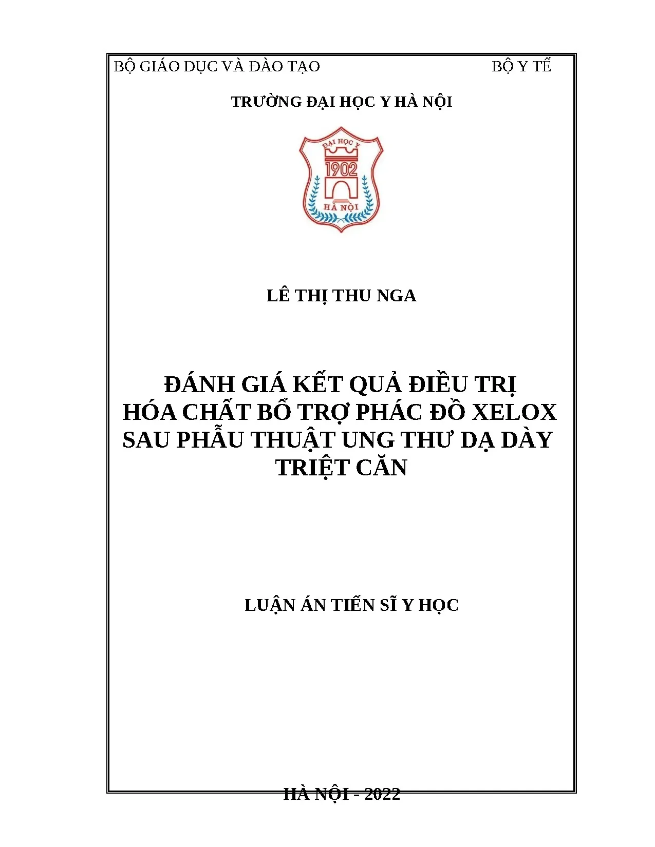 Kết quả điều trị hóa chất bổ trợ XELOX sau phẫu thuật ung thư dạ dày