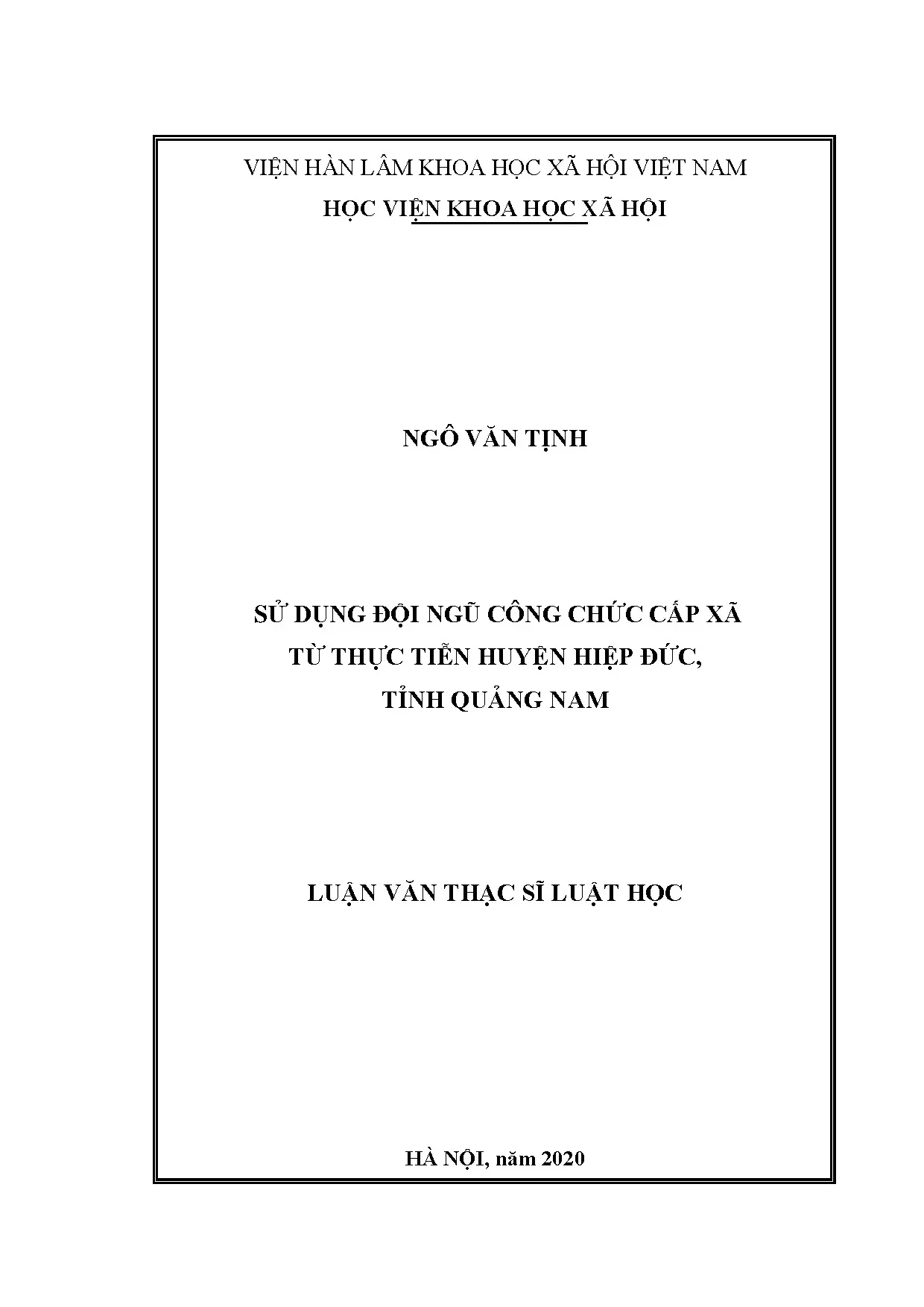 Luận án tiến sĩ về sử dụng đội ngũ công chức cấp xã tại Hiệp Đức