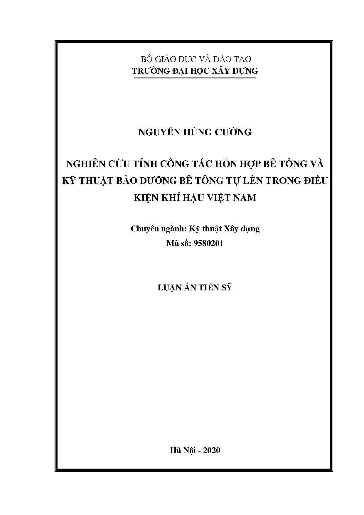 Nghiên cứu bê tông tự lèn và bảo dưỡng ở khí hậu Việt Nam
