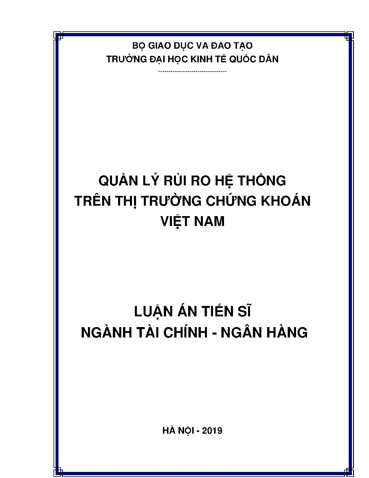 Quản lý rủi ro hệ thống trên thị trường chứng khoán Việt Nam