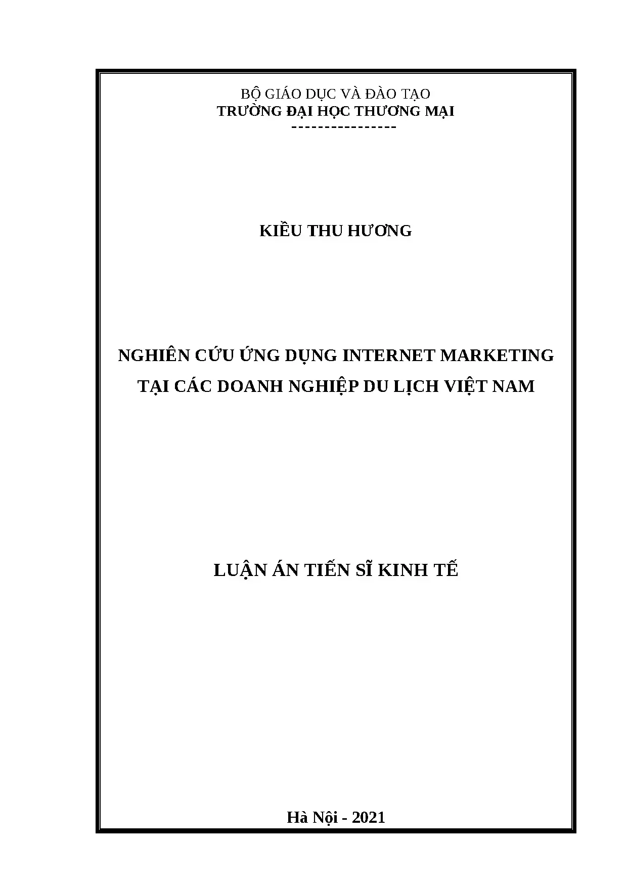 Ứng dụng Internet Marketing trong doanh nghiệp du lịch Việt Nam