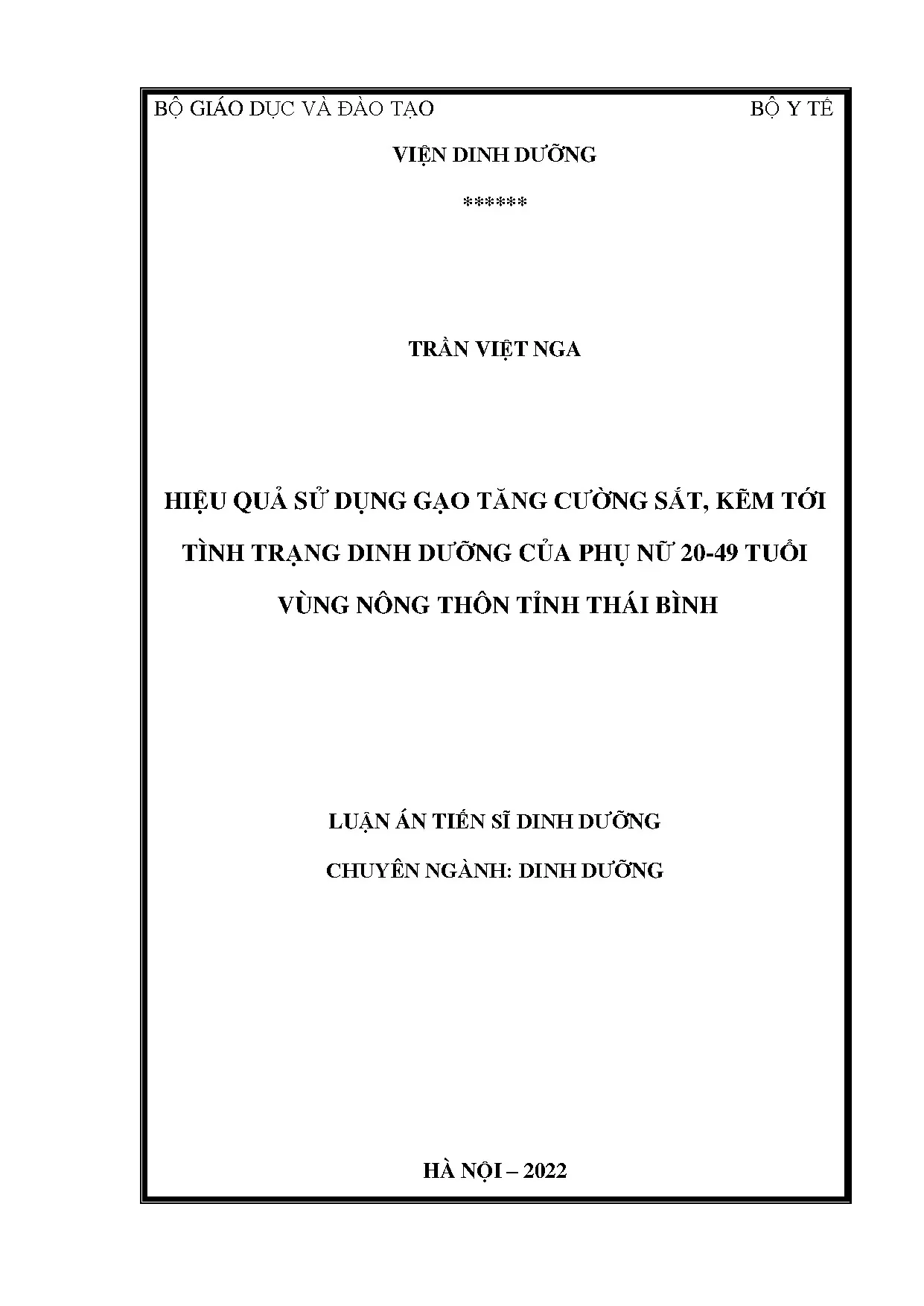 Tăng cường Sắt Kẽm vào Gạo: Cải thiện Dinh dưỡng Phụ nữ Thái Bình