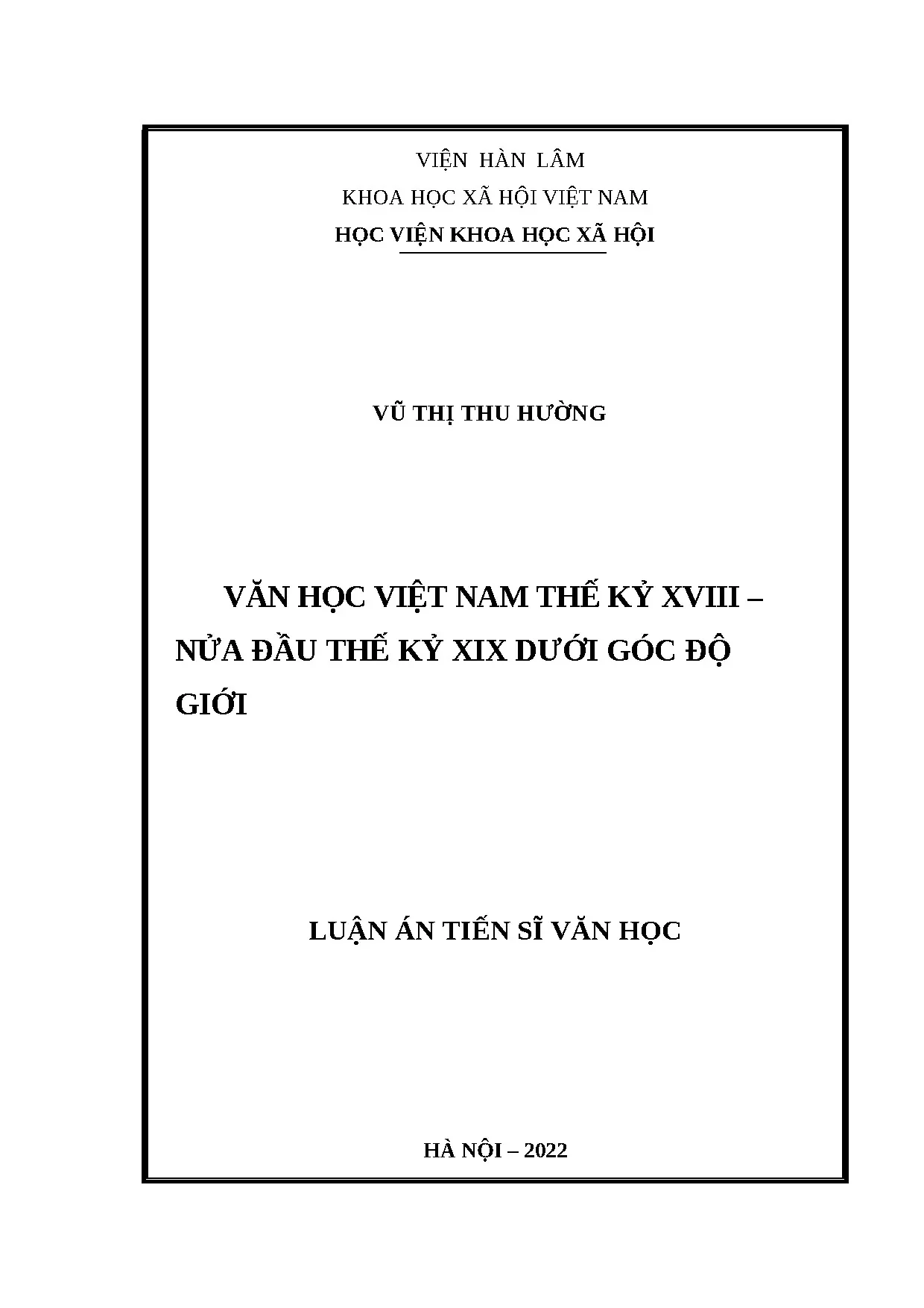 Văn học Việt Nam thế kỷ XVIII-XIX dưới góc độ giới