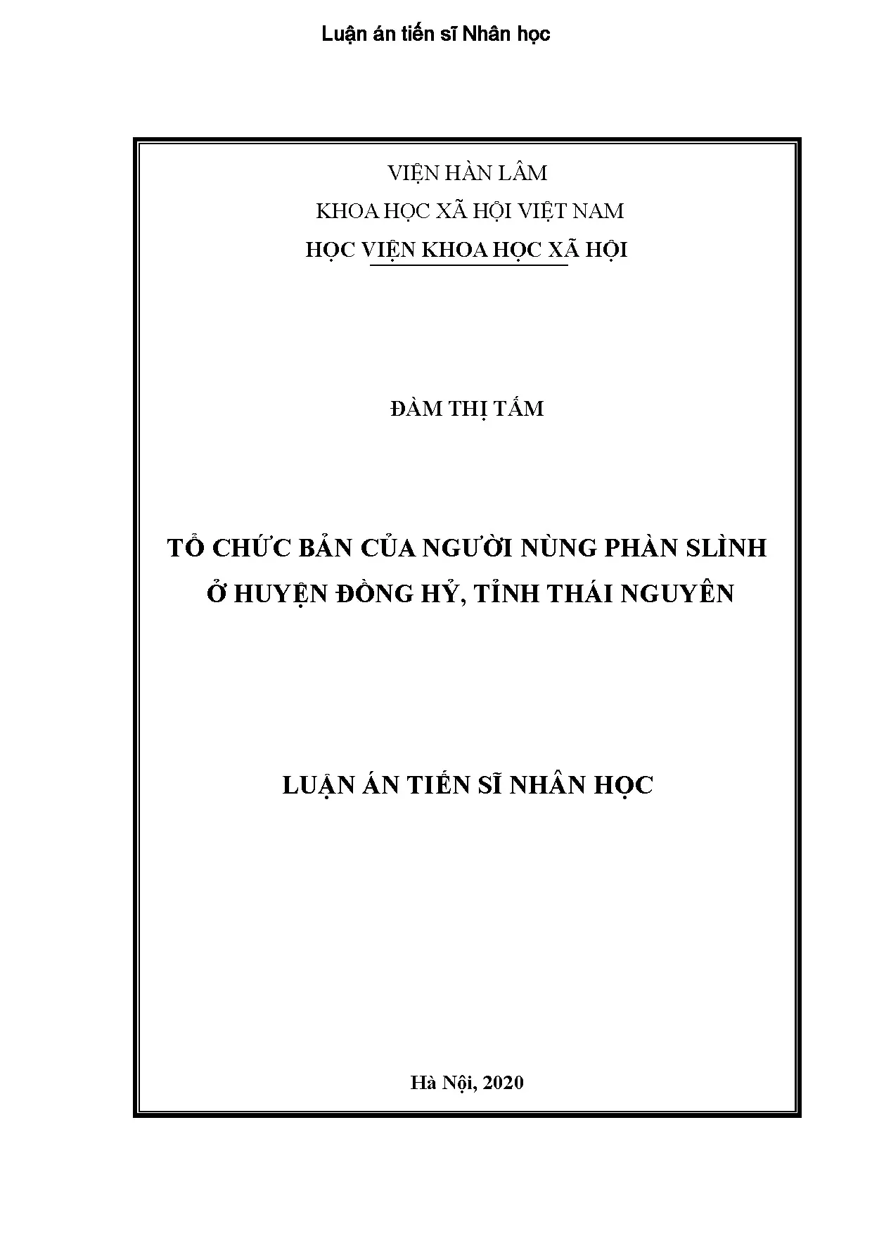 Tổ chức bản của người Nùng Phàn Slình ở huyện Đồng Hỷ, tỉnh Thái Nguyên