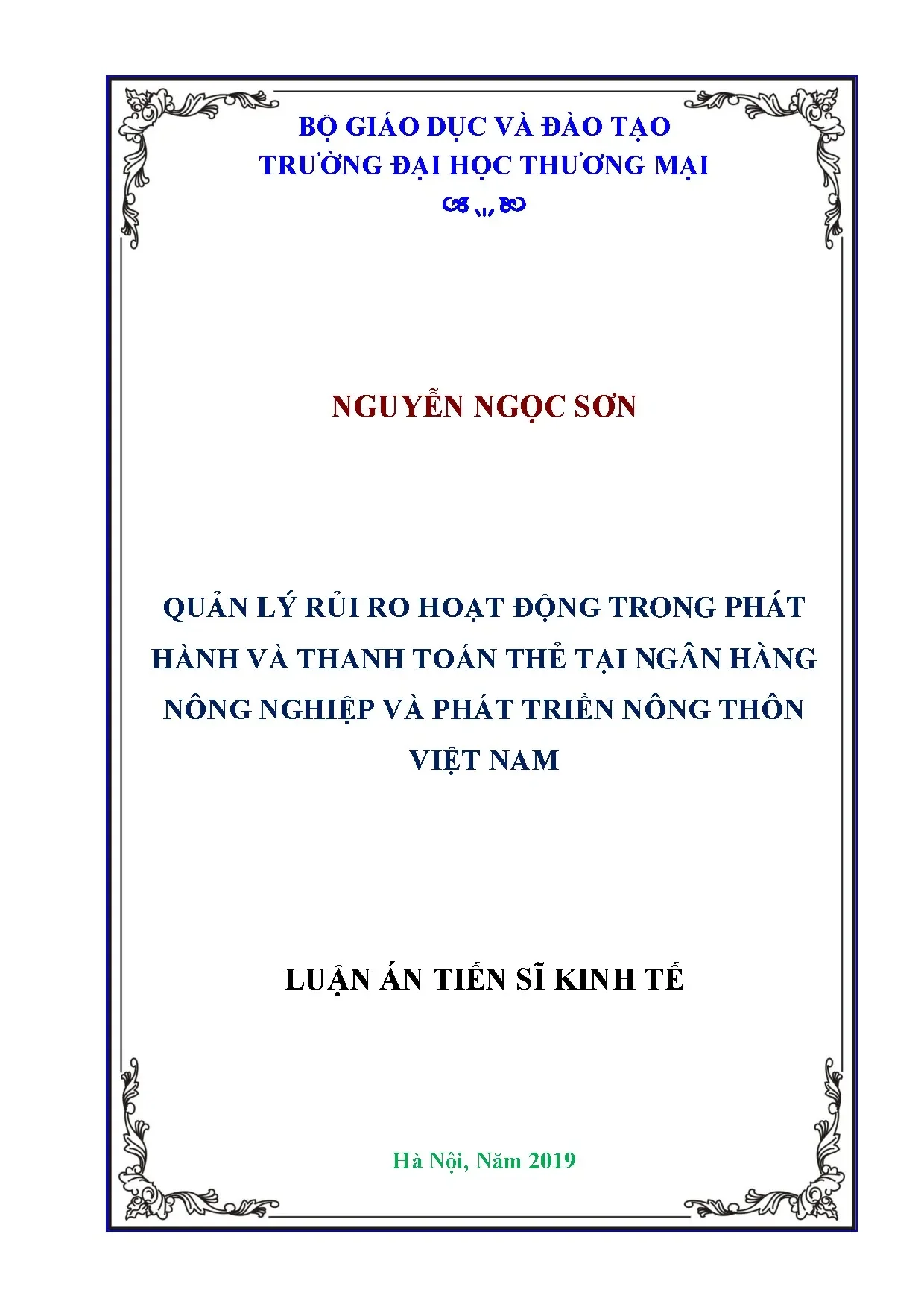 Quản lý rủi ro hoạt động phát hành thanh toán thẻ Agribank