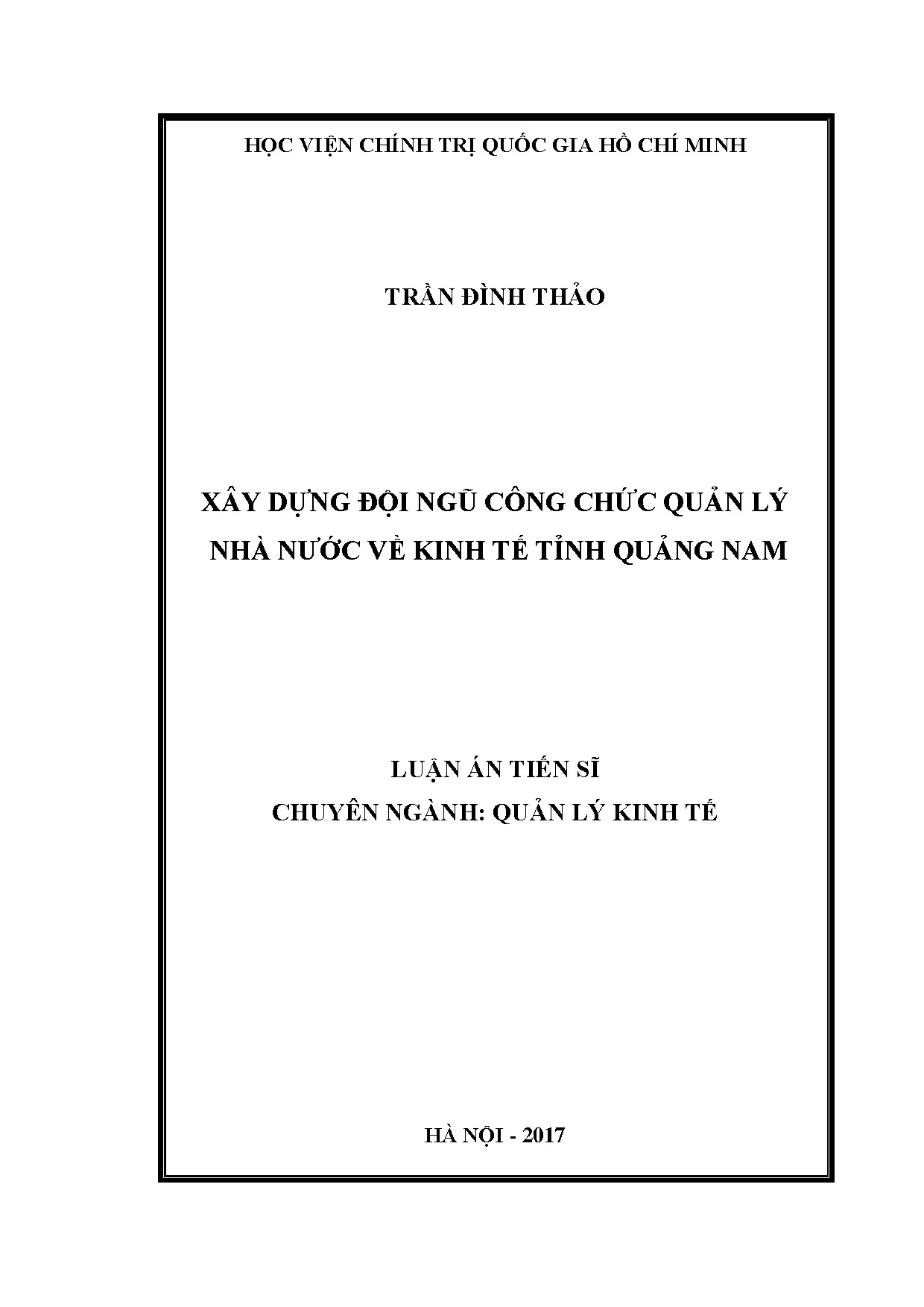 Xây dựng đội ngũ công chức quản lý nhà nước về kinh tế tỉnh Quảng Nam