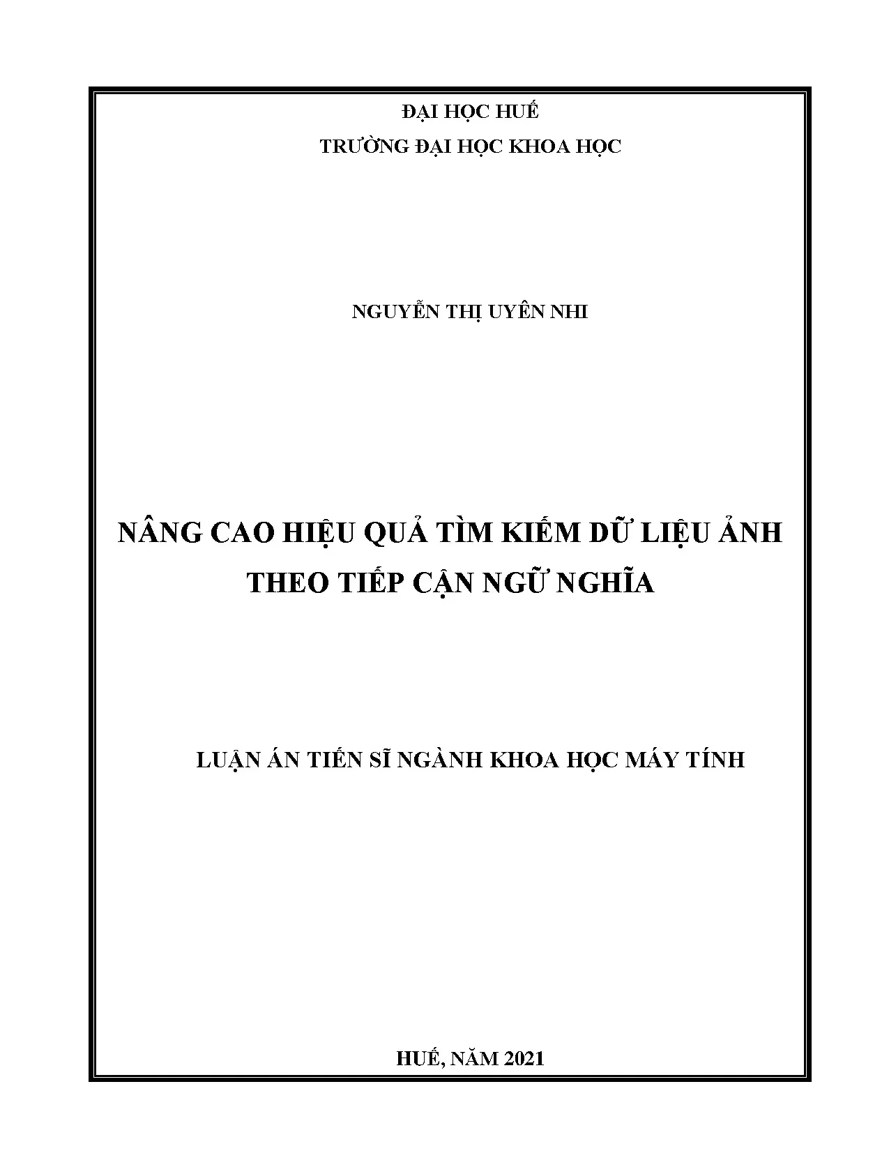 Luận án tiến sĩ nâng cao hiệu quả tìm kiếm ảnh theo ngữ nghĩa