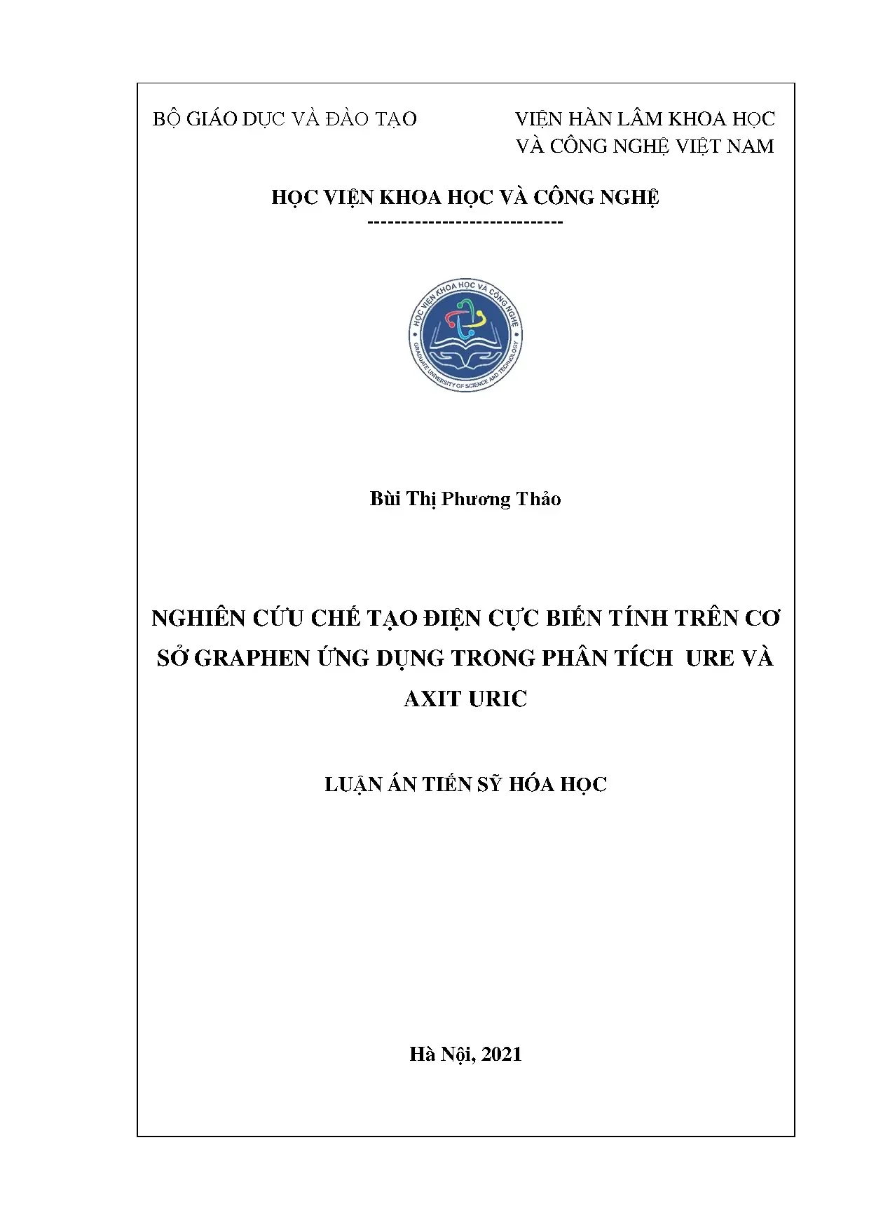 Luận án tiến sĩ chế tạo điện cực graphen phân tích ure, axit uric