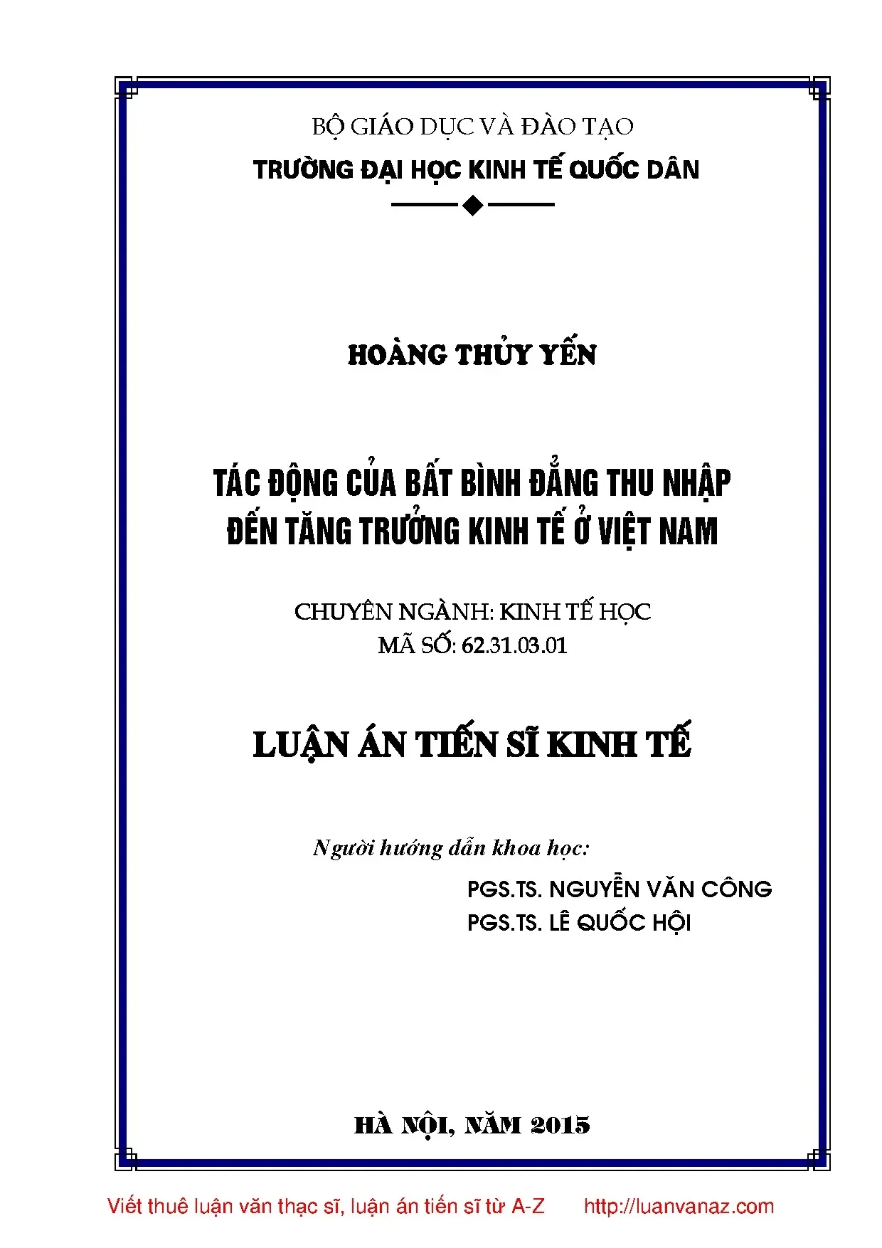 Tác động của bất bình đẳng thu nhập đến tăng trưởng kinh tế Việt Nam