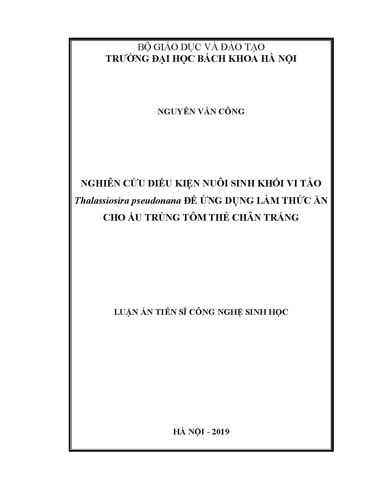 Nuôi Thalassiosira pseudonana làm thức ăn cho tôm thẻ chân trắng