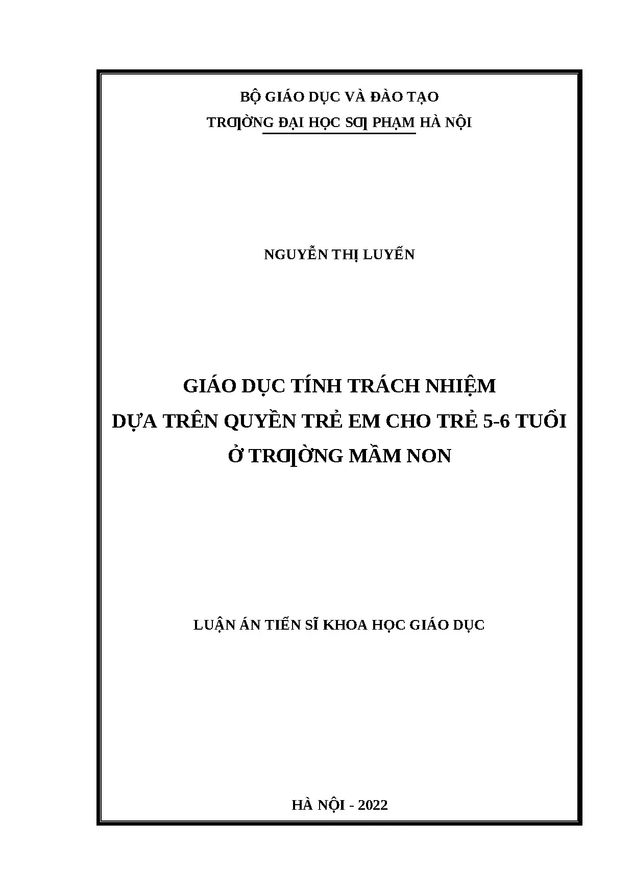 Giáo dục trách nhiệm trẻ em 5-6 tuổi dựa trên quyền trẻ em
