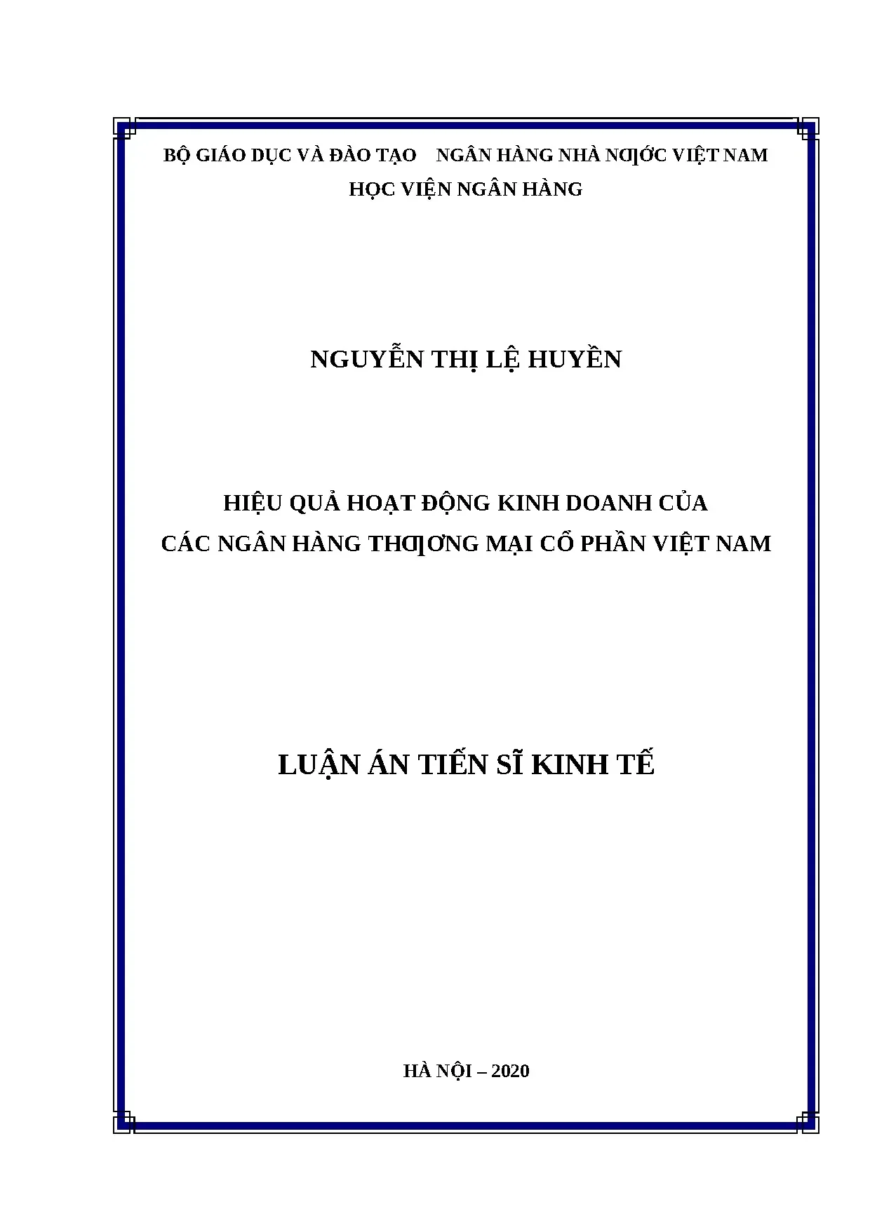 Hiệu quả kinh doanh ngân hàng thương mại cổ phần Việt Nam
