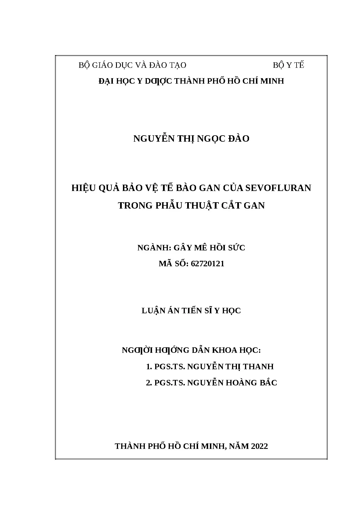 Sevofluran bảo vệ tế bào gan trong phẫu thuật cắt gan