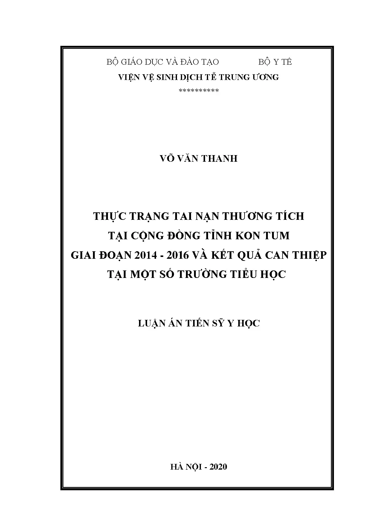 Thực trạng tai nạn thương tích tại Kon Tum 2014-2016 và kết quả can thiệp tại trường tiểu học